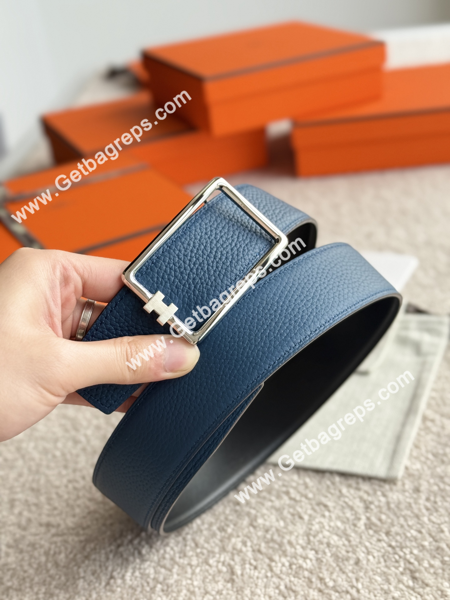 Hermes Mens Leather Belts Width 38mm -0278