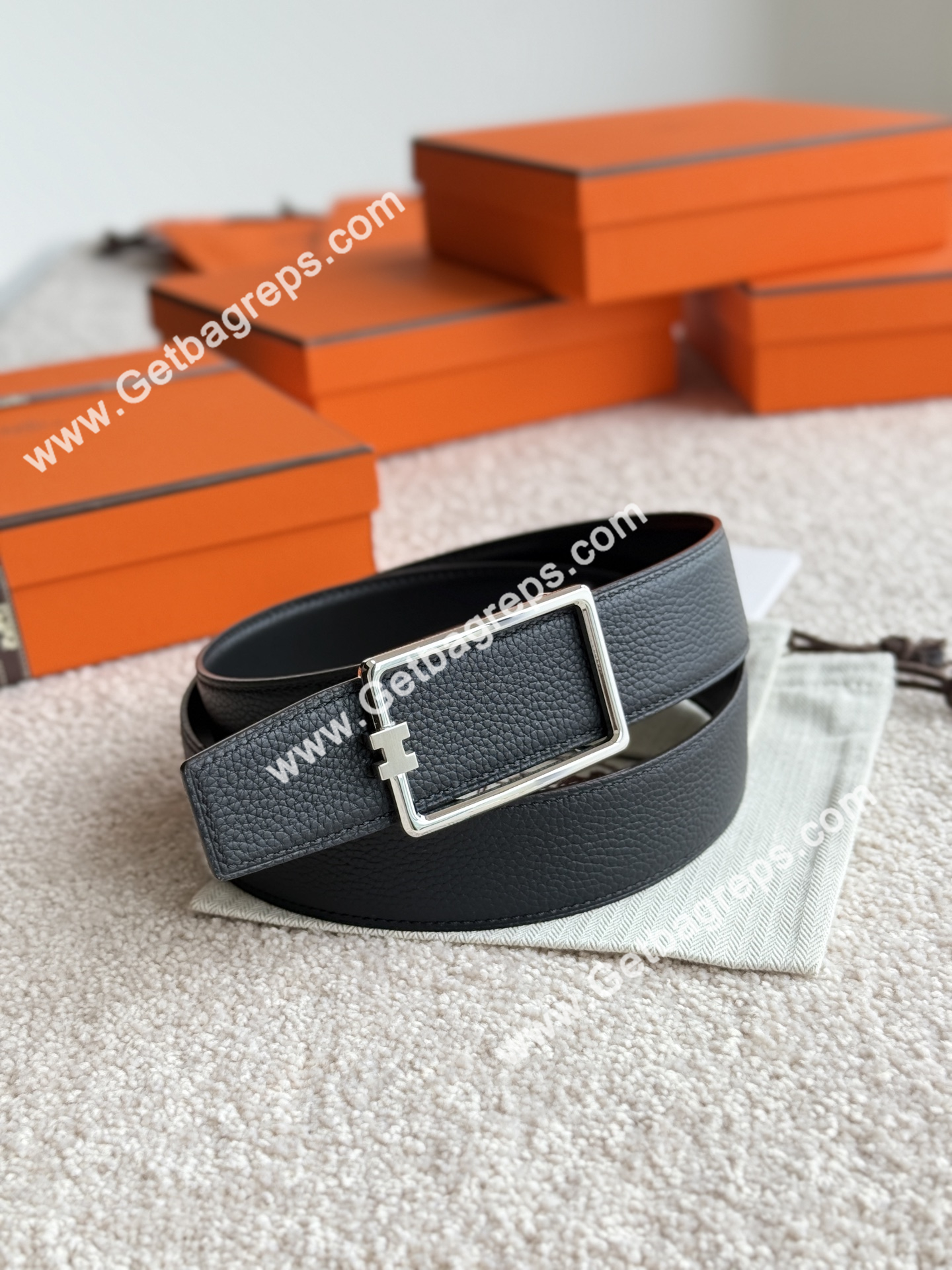 Hermes Mens Leather Belts Width 38mm -0279