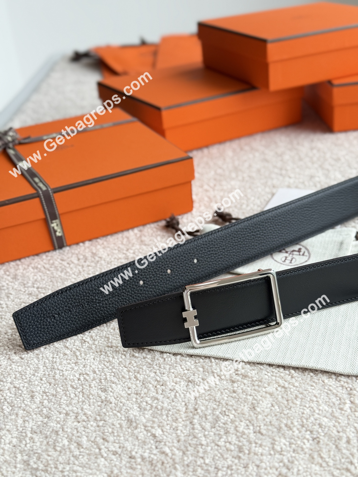 Hermes Mens Leather Belts Width 38mm -0279