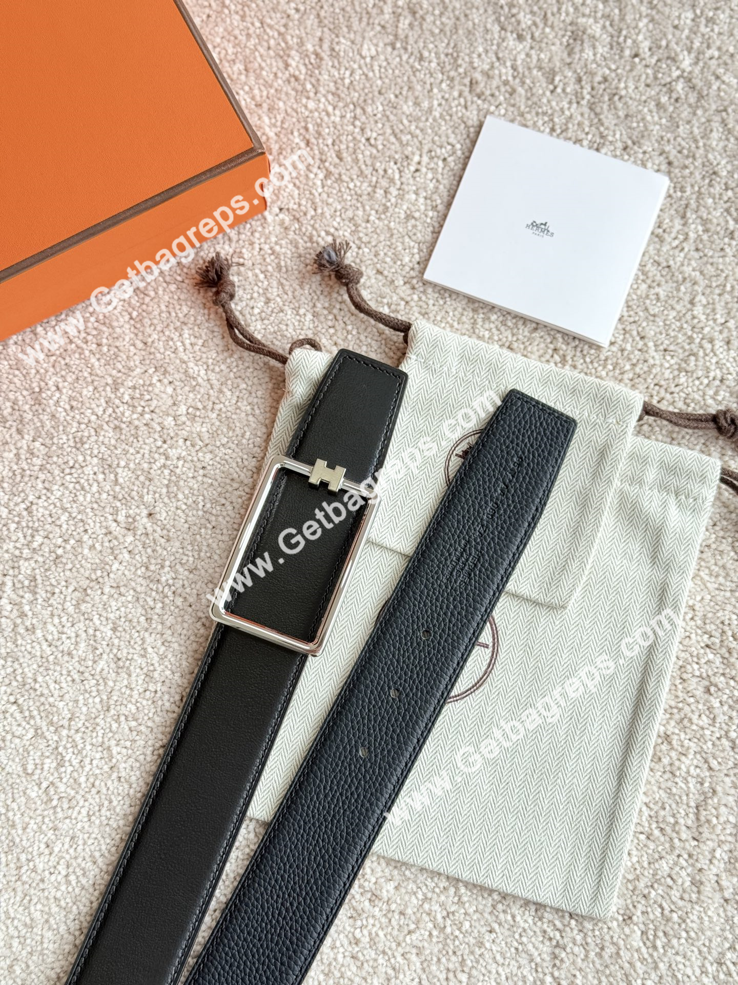 Hermes Mens Leather Belts Width 38mm -0279