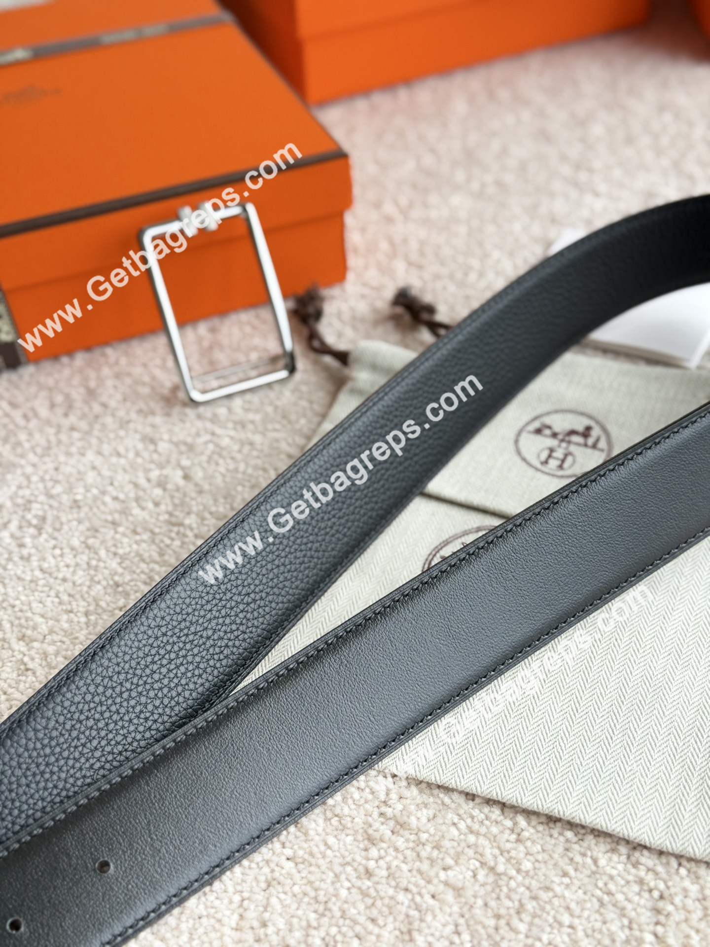 Hermes Mens Leather Belts Width 38mm -0279
