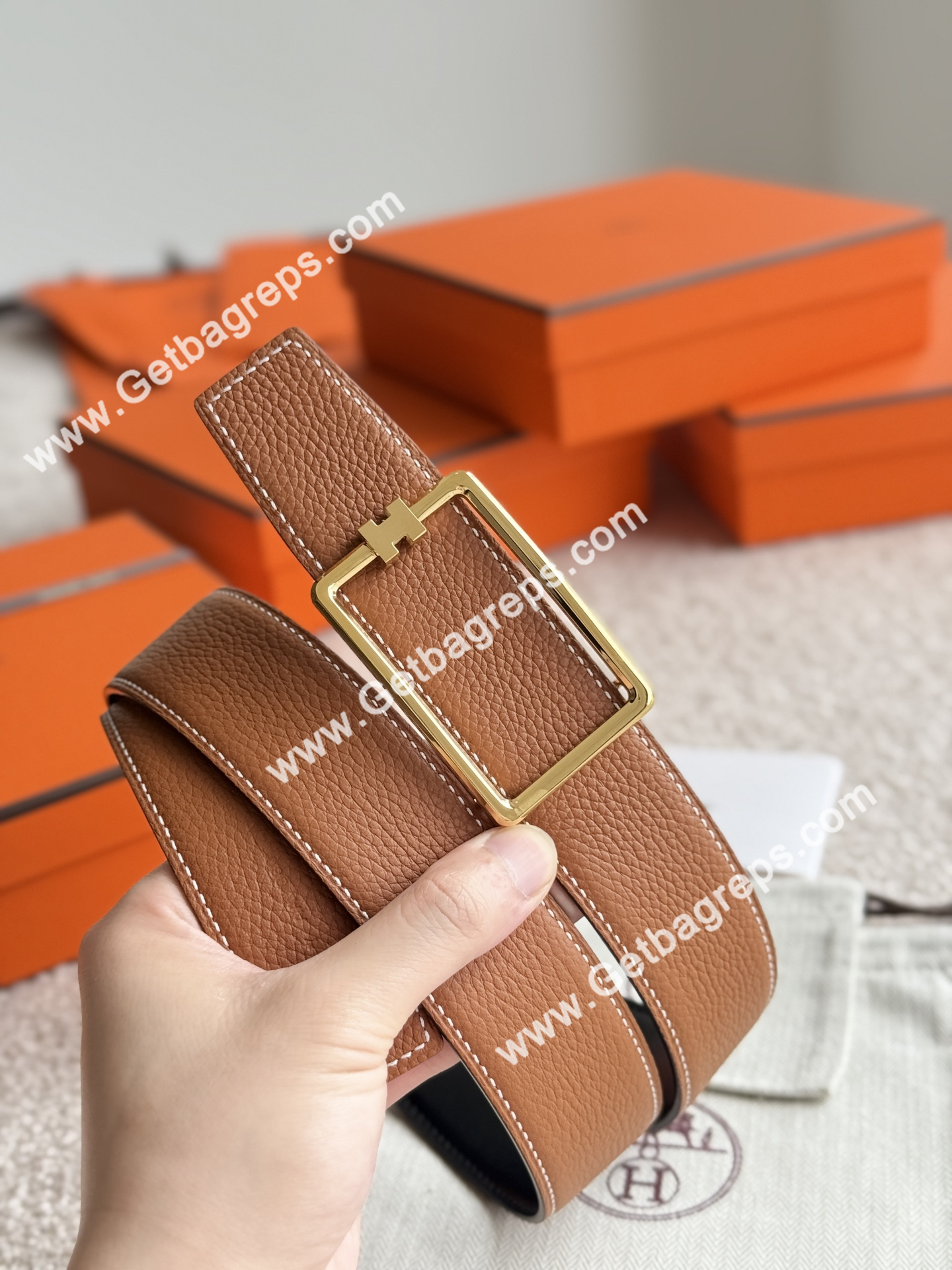Hermes Mens Leather Belts Width 38mm -0280