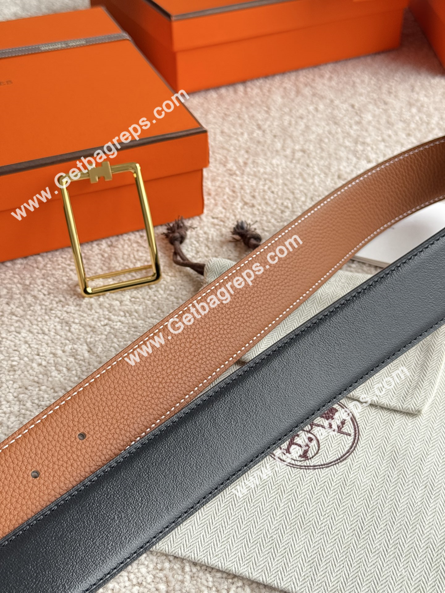 Hermes Mens Leather Belts Width 38mm -0280