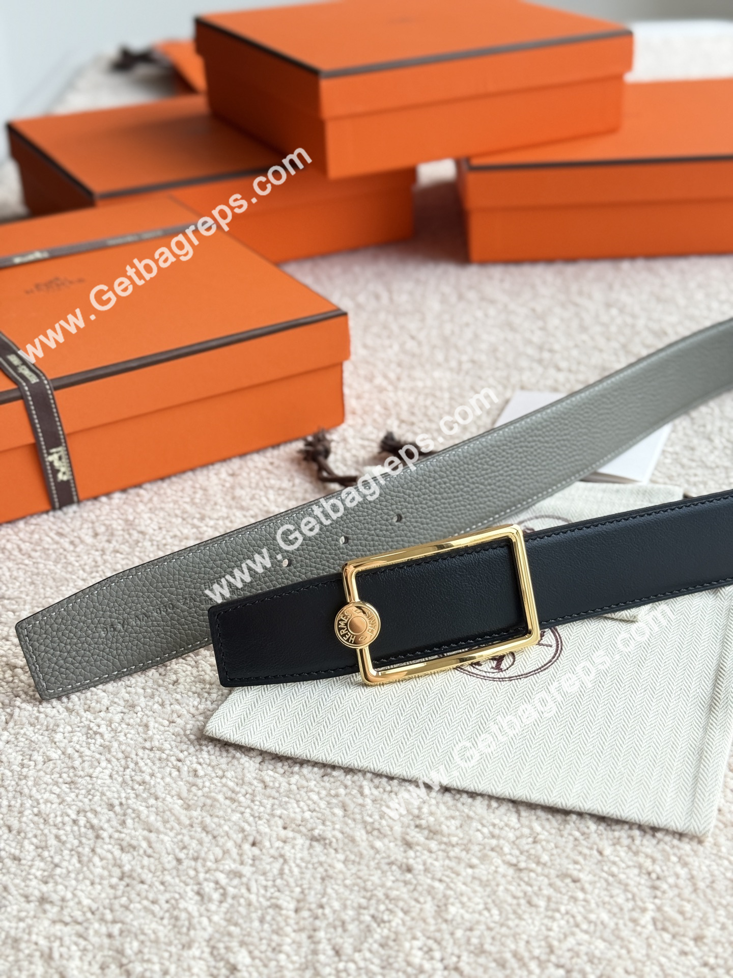 Hermes Mens Leather Belts Width 38mm -0282