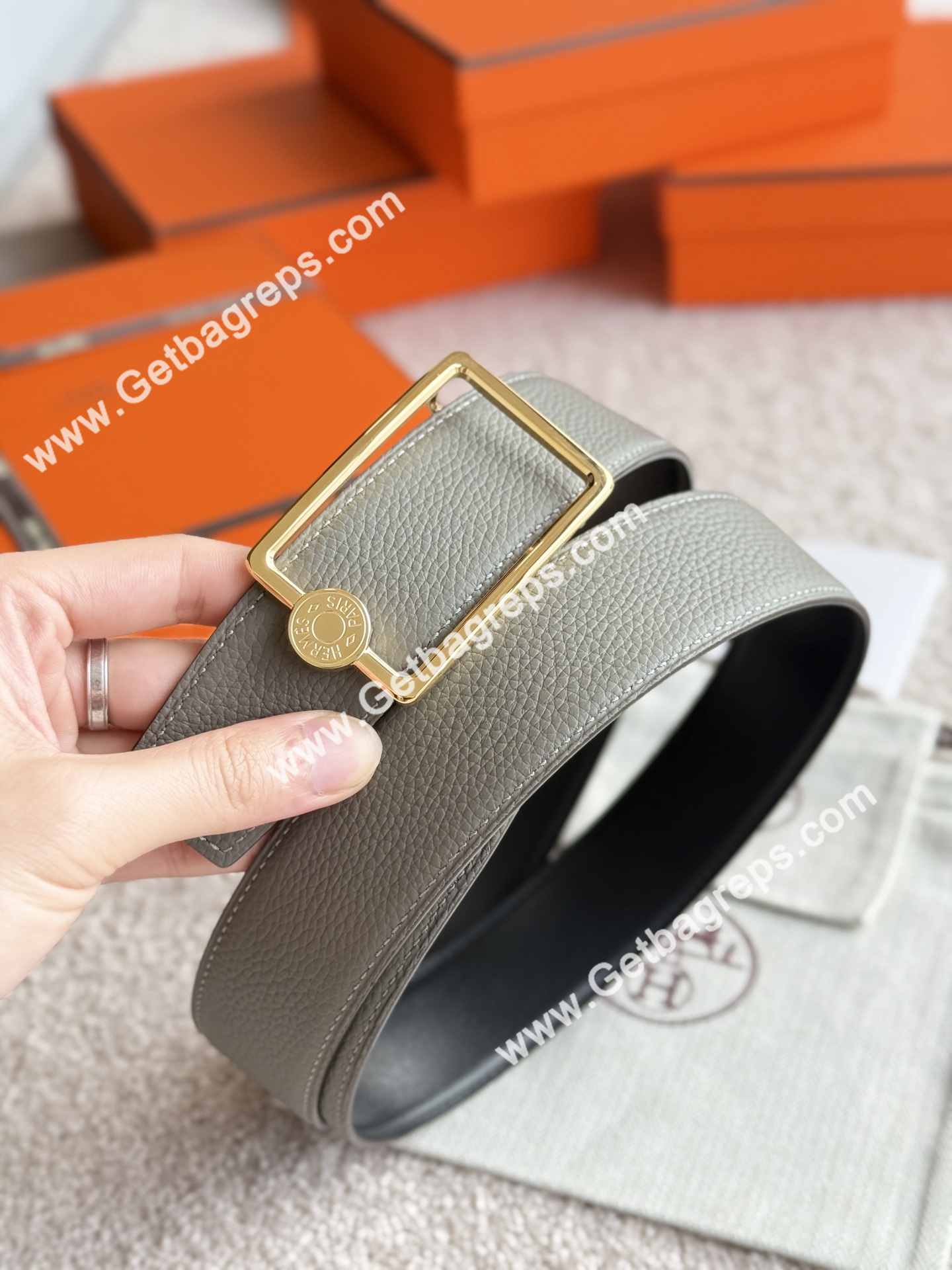 Hermes Mens Leather Belts Width 38mm -0282