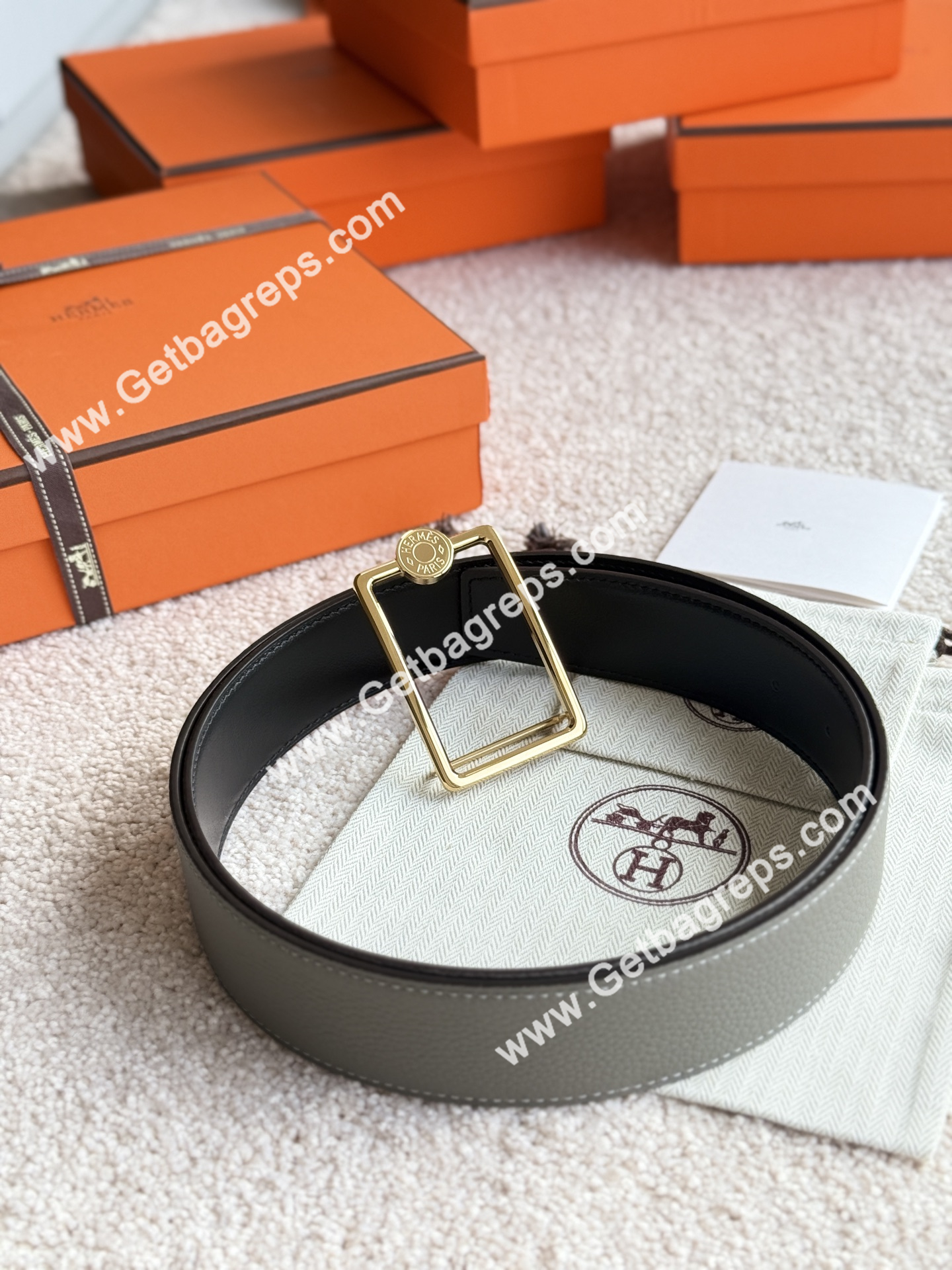 Hermes Mens Leather Belts Width 38mm -0282