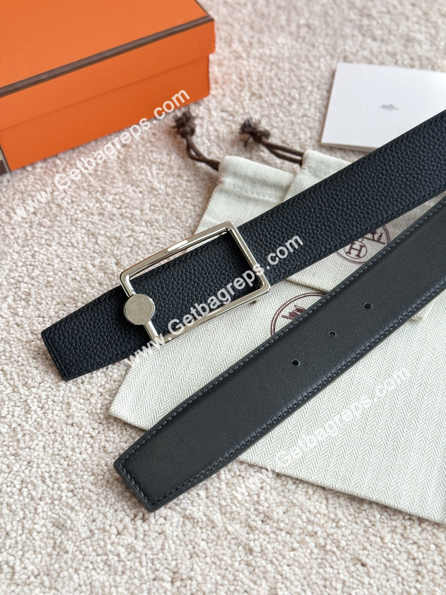 Hermes Mens Leather Belts Width 38mm -0283