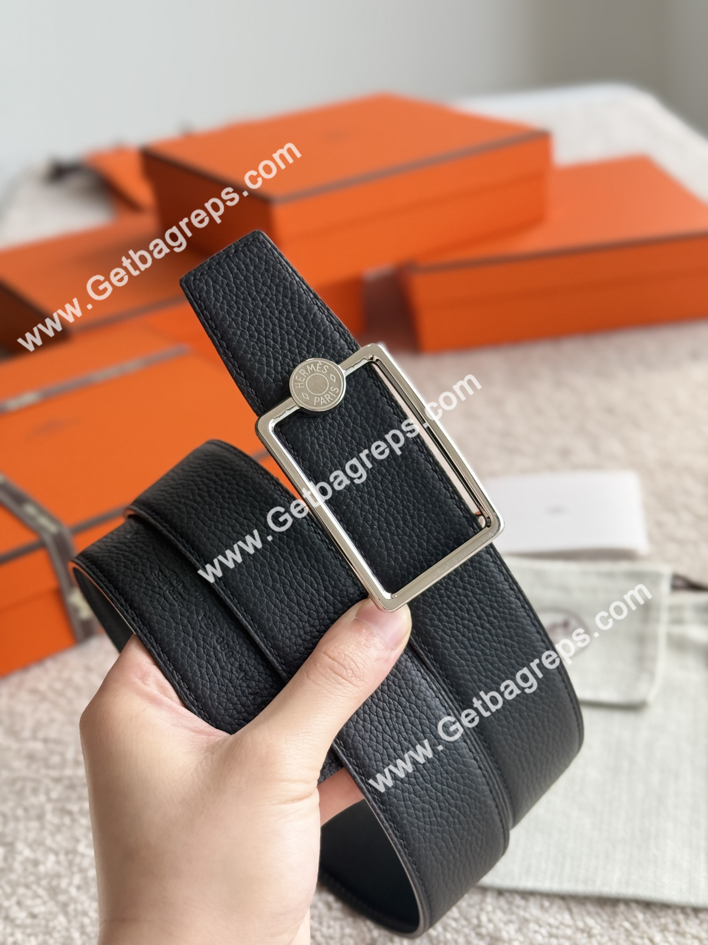 Hermes Mens Leather Belts Width 38mm -0283
