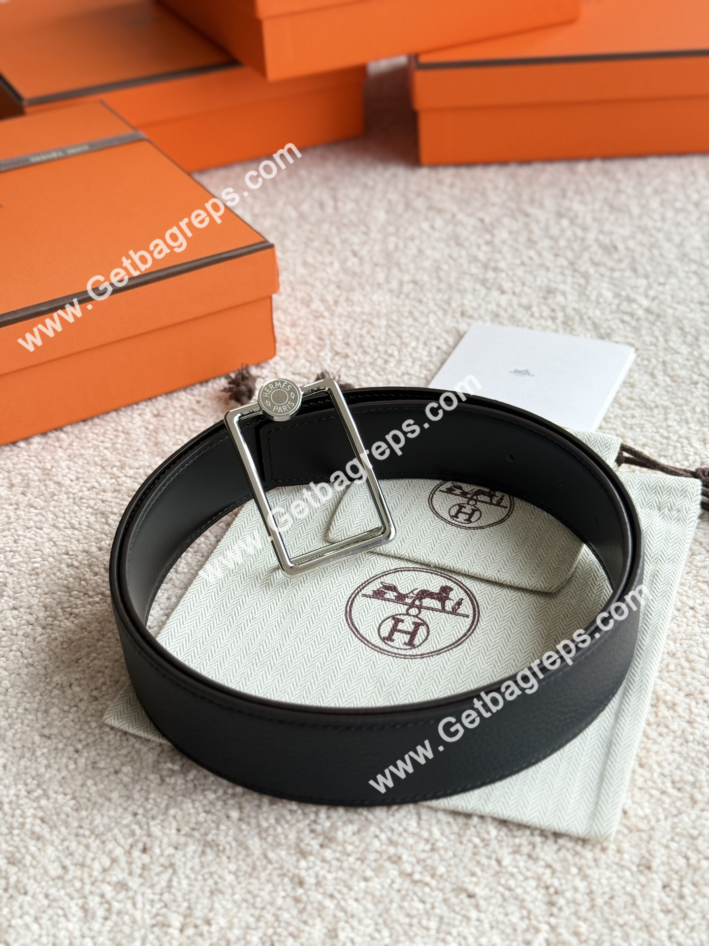 Hermes Mens Leather Belts Width 38mm -0283