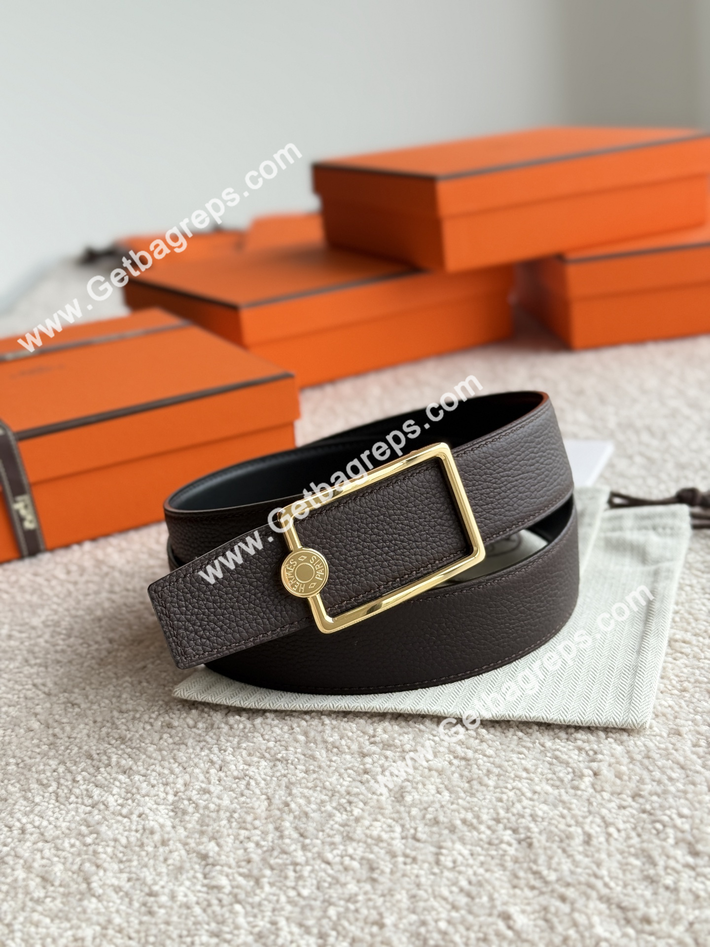 Hermes Mens Leather Belts Width 38mm -0284