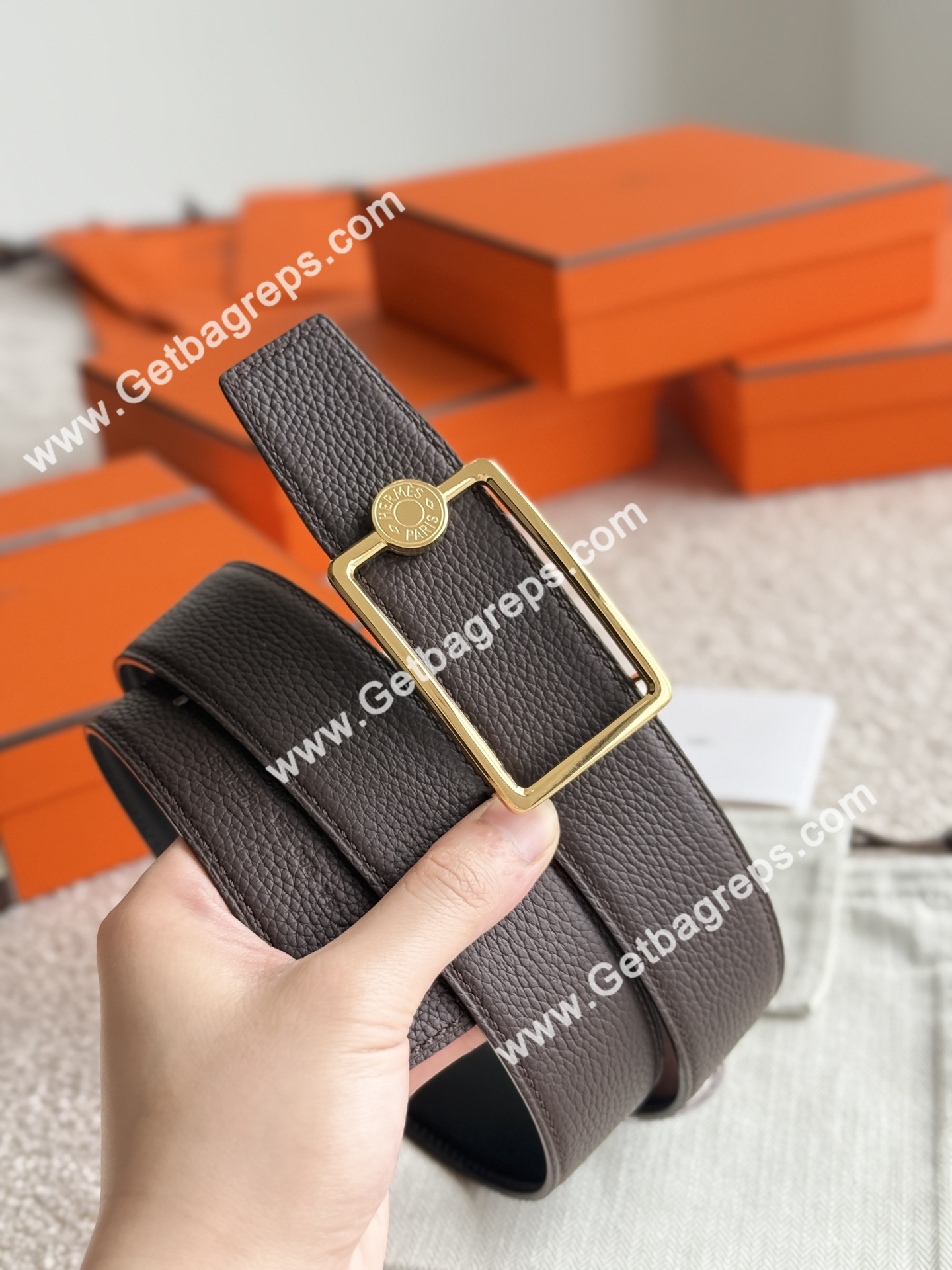 Hermes Mens Leather Belts Width 38mm -0284