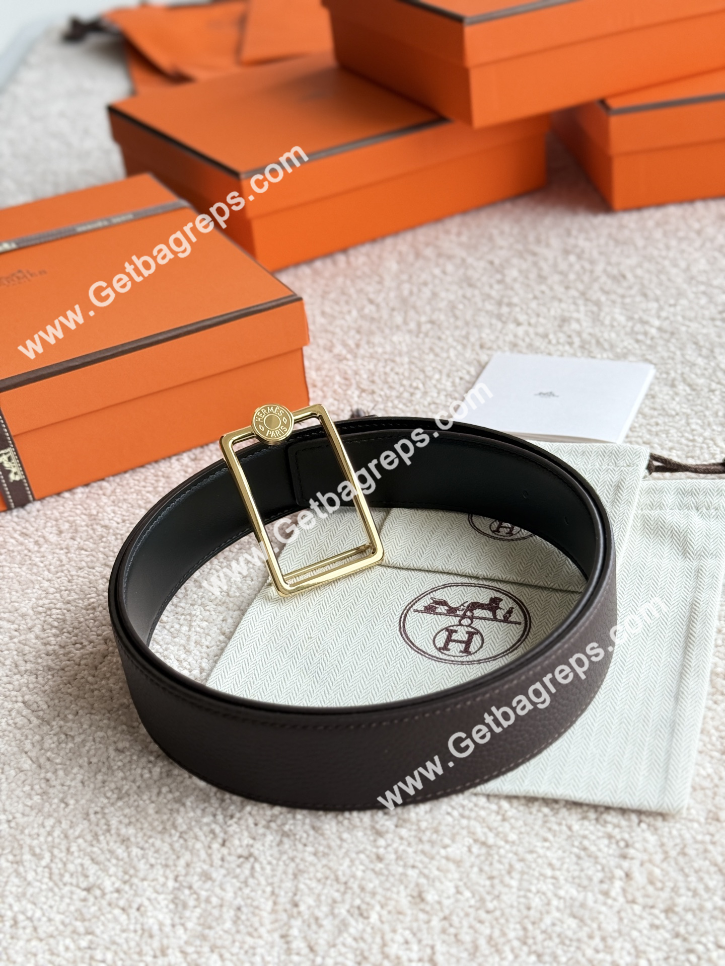 Hermes Mens Leather Belts Width 38mm -0284