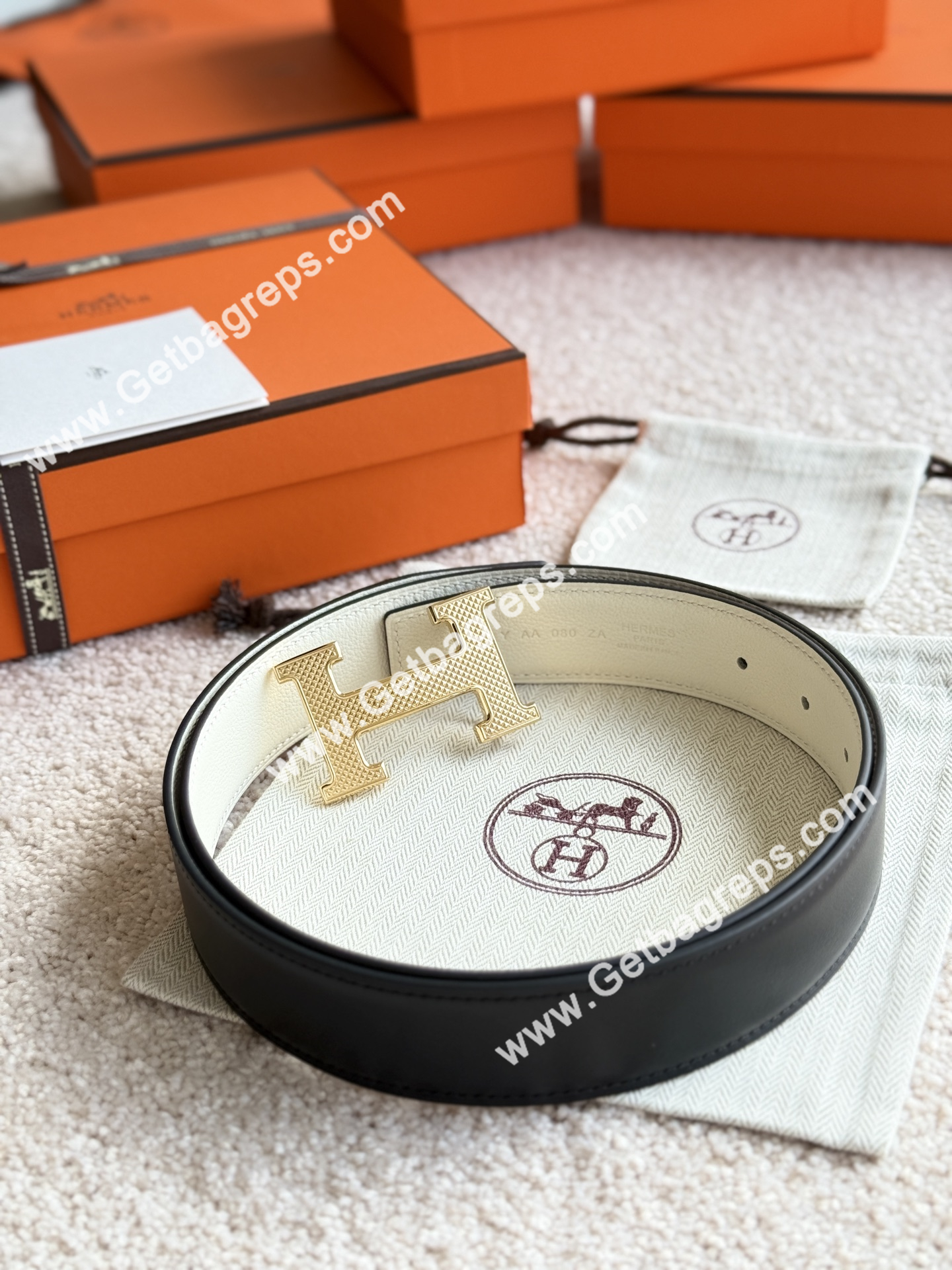 Hermes Mens Leather Belts Width 38mm -0287