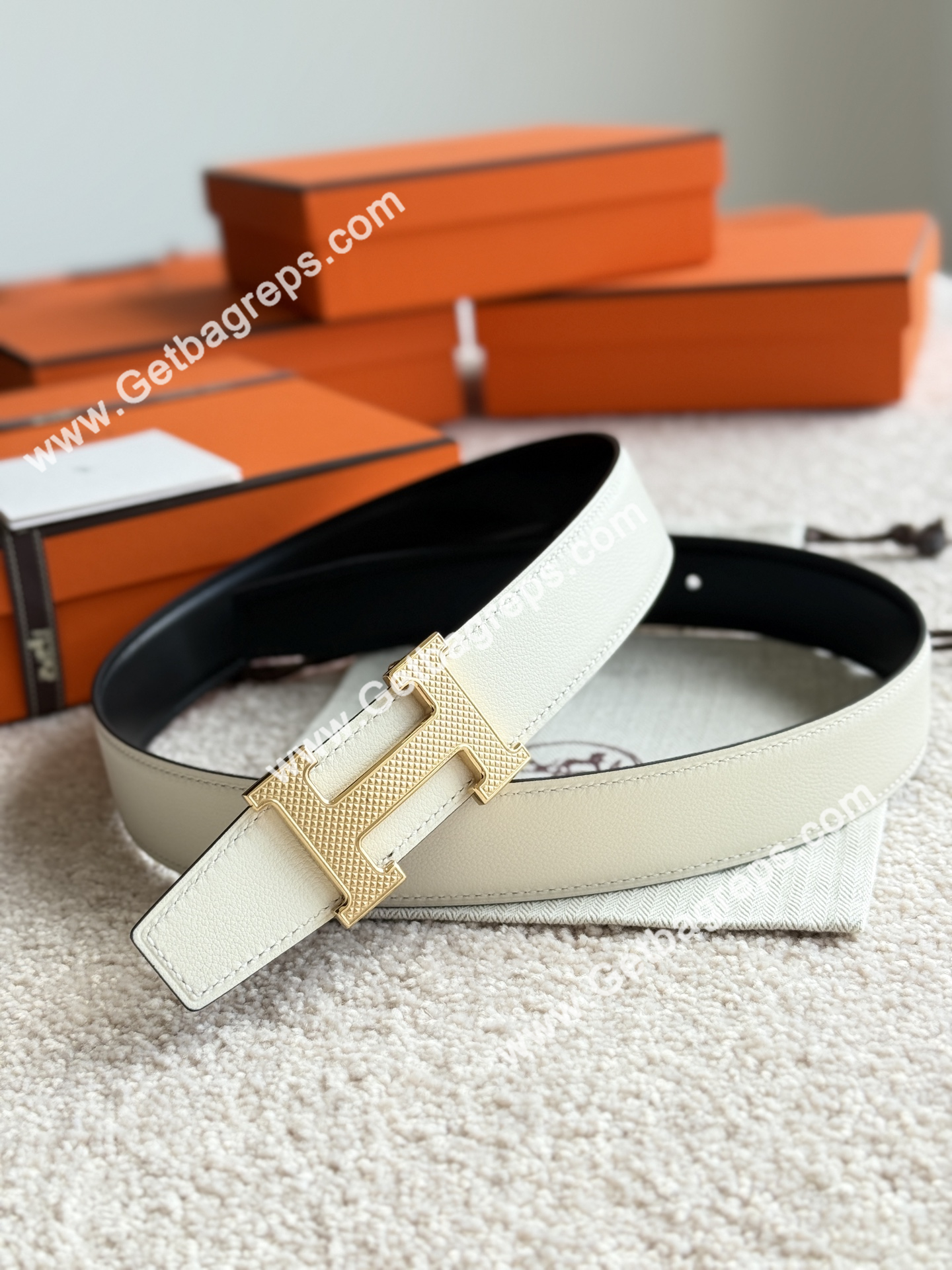 Hermes Mens Leather Belts Width 38mm -0287