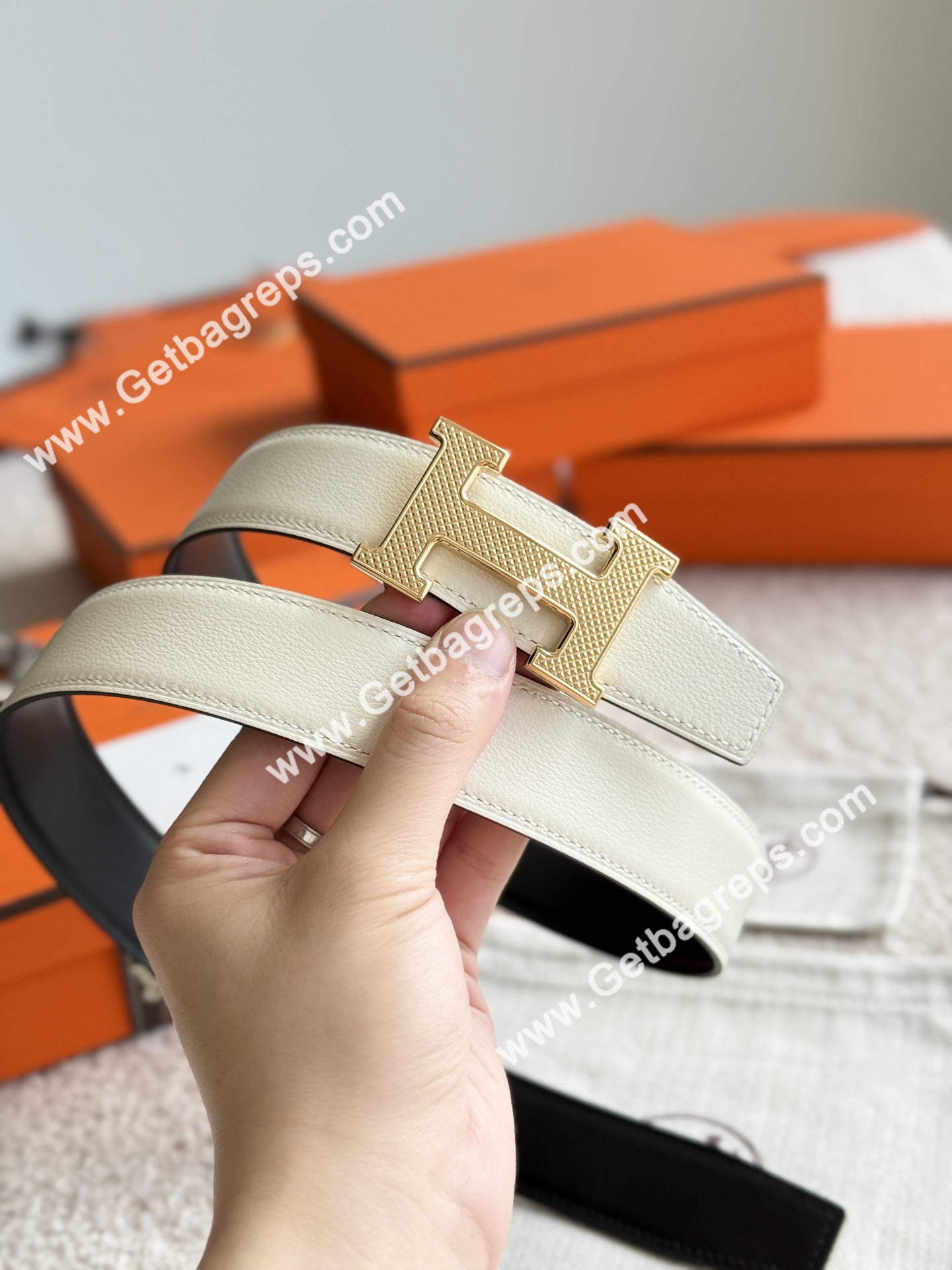 Hermes Mens Leather Belts Width 38mm -0287