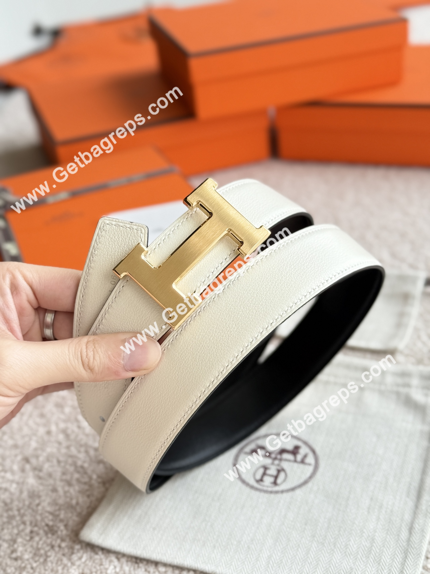 Hermes Mens Leather Belts Width 38mm -0290