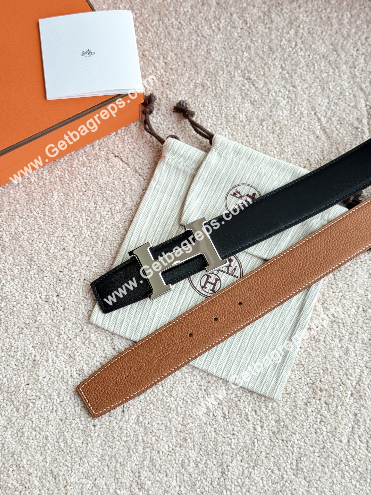 Hermes Mens Leather Belts Width 38mm -0296