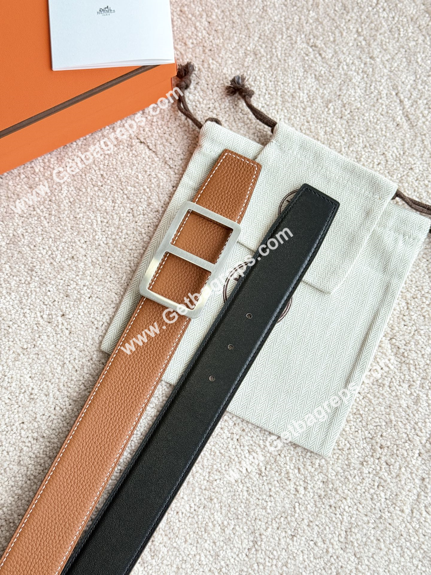 Hermes Mens Leather Belts Width 38mm -0297
