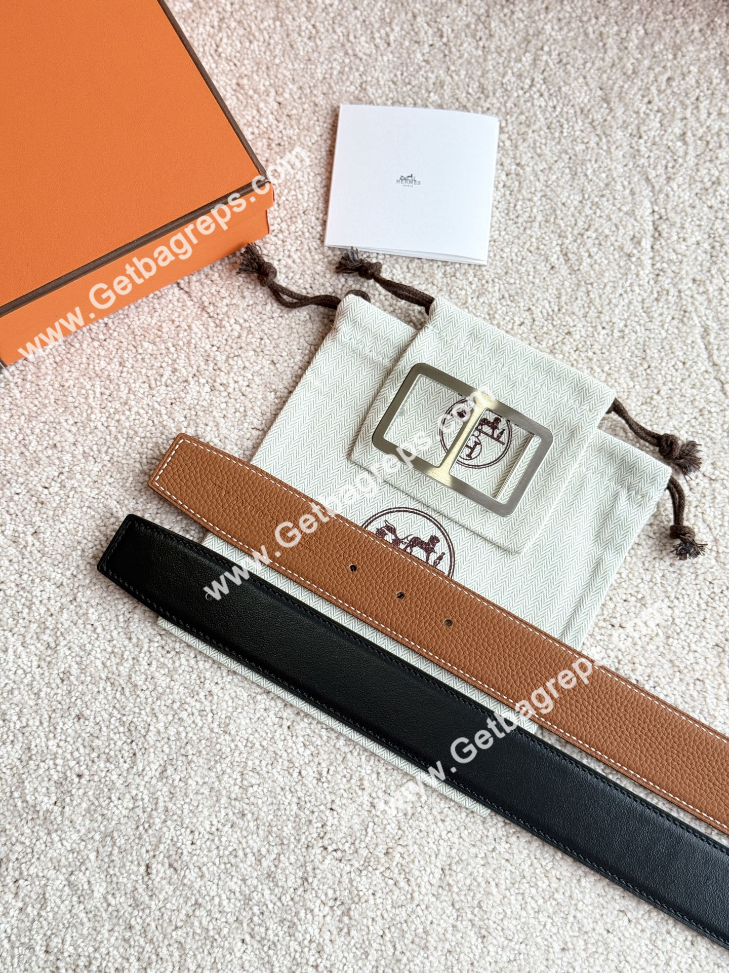 Hermes Mens Leather Belts Width 38mm -0297