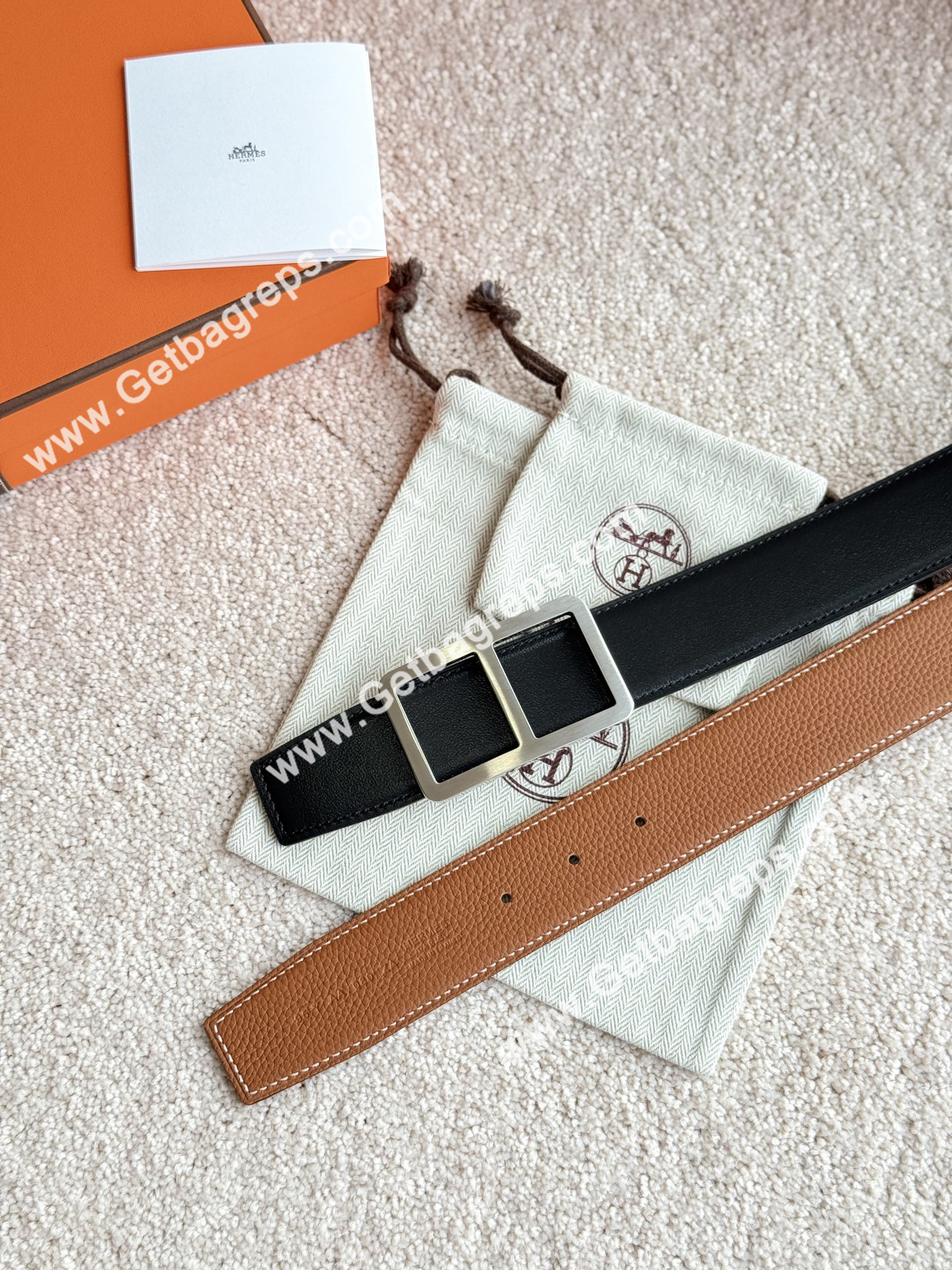 Hermes Mens Leather Belts Width 38mm -0297