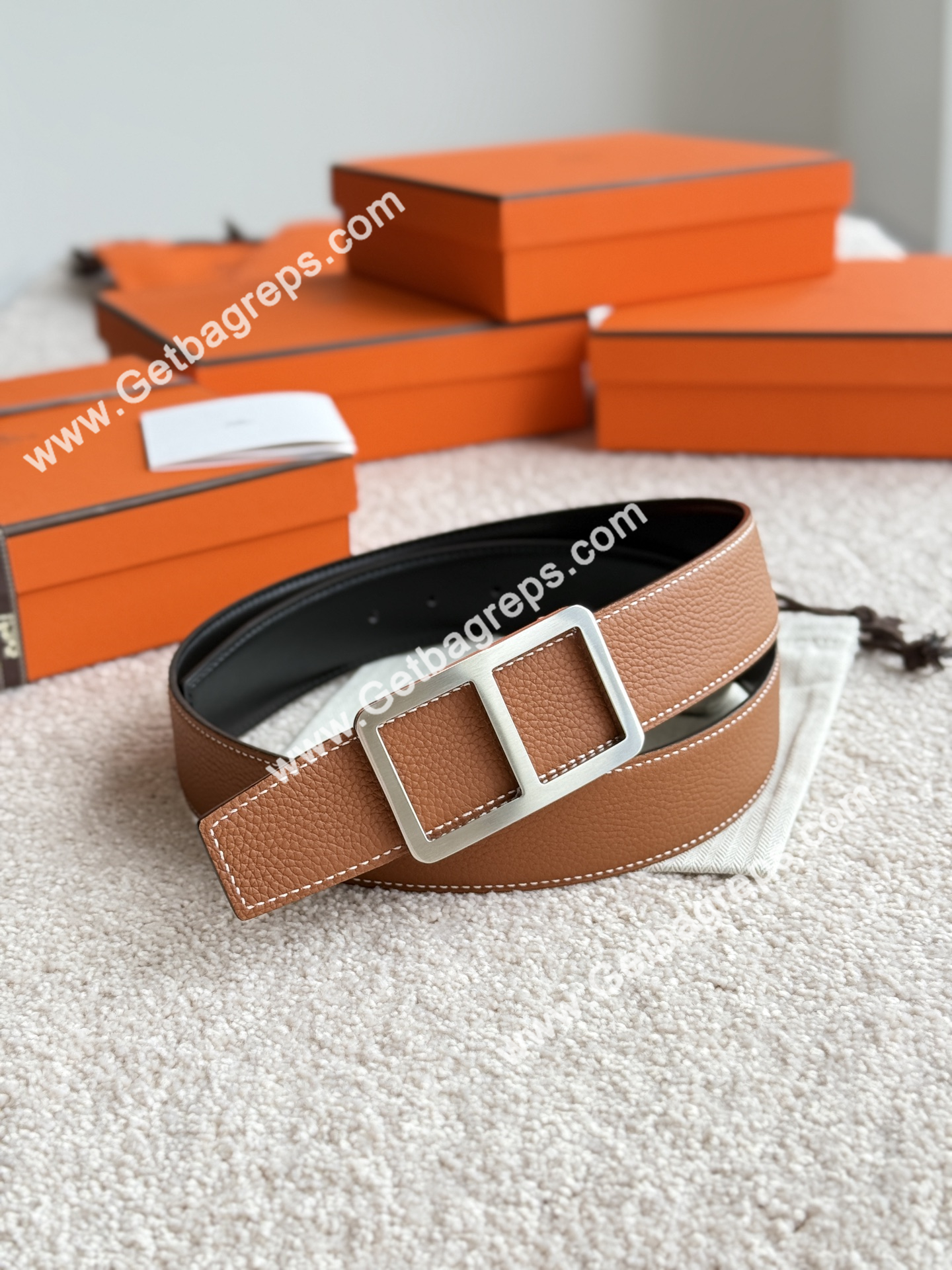 Hermes Mens Leather Belts Width 38mm -0297