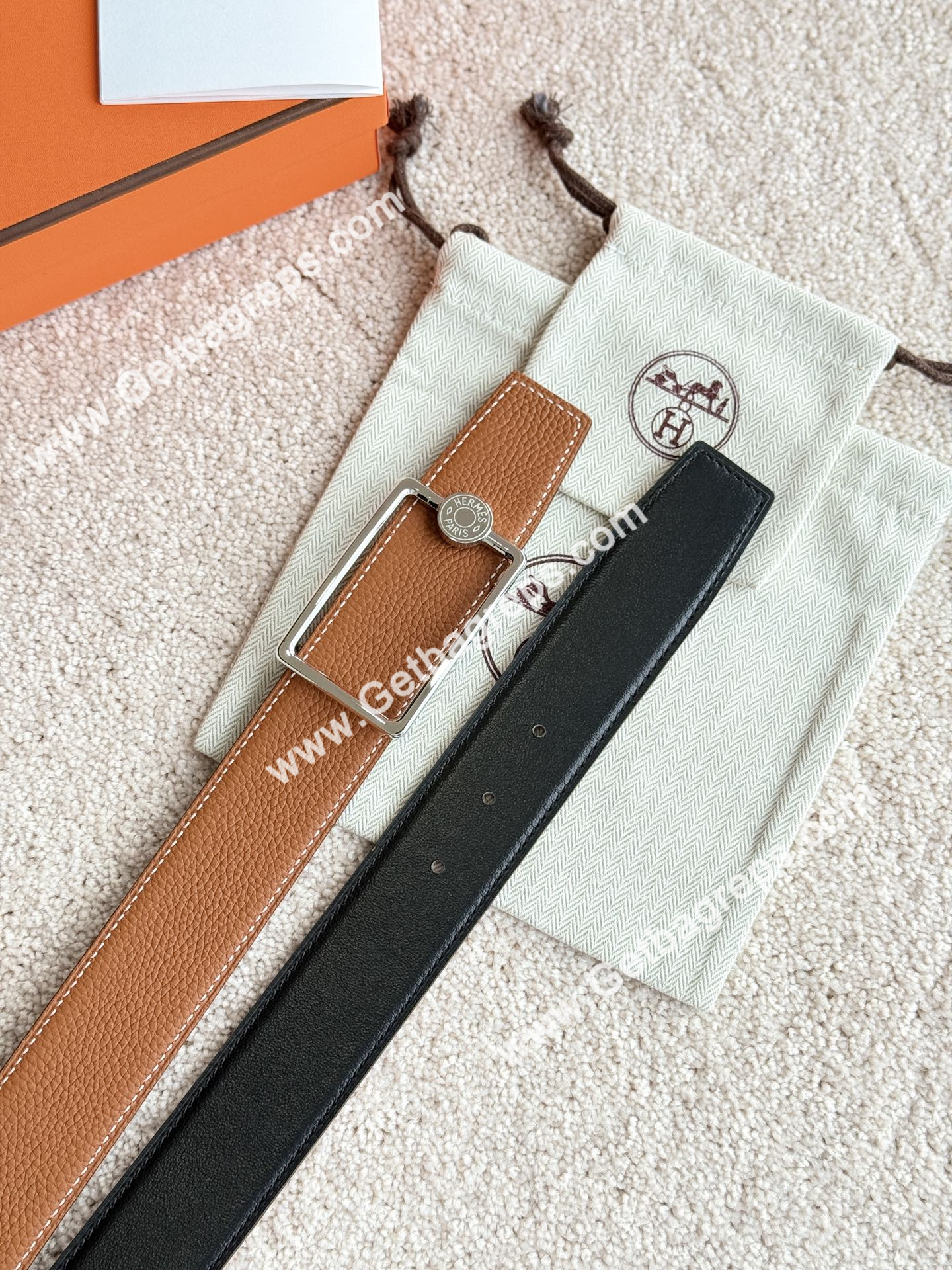 Hermes Mens Leather Belts Width 38mm -0298