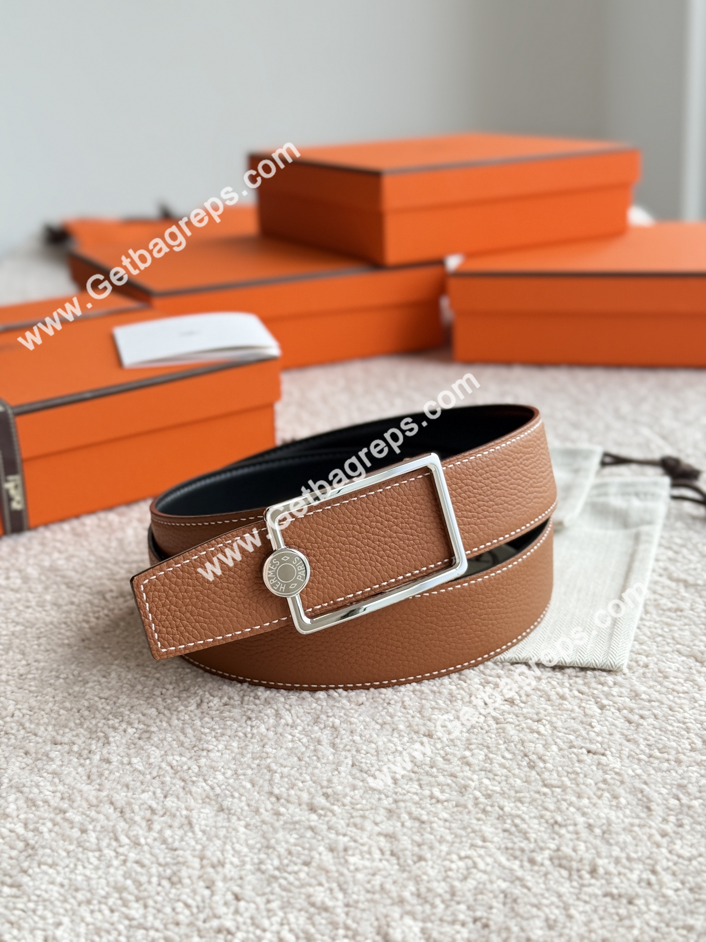 Hermes Mens Leather Belts Width 38mm -0298