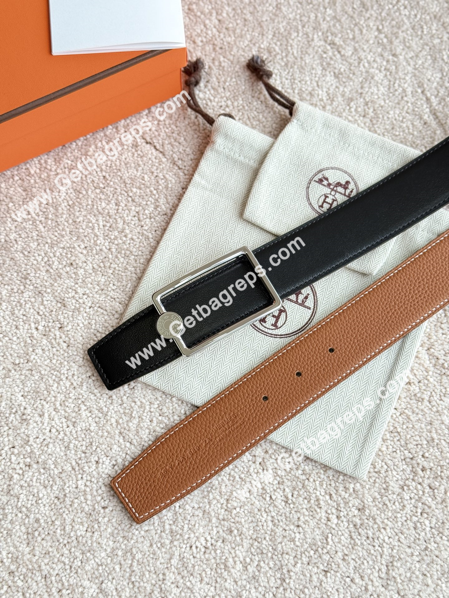 Hermes Mens Leather Belts Width 38mm -0298