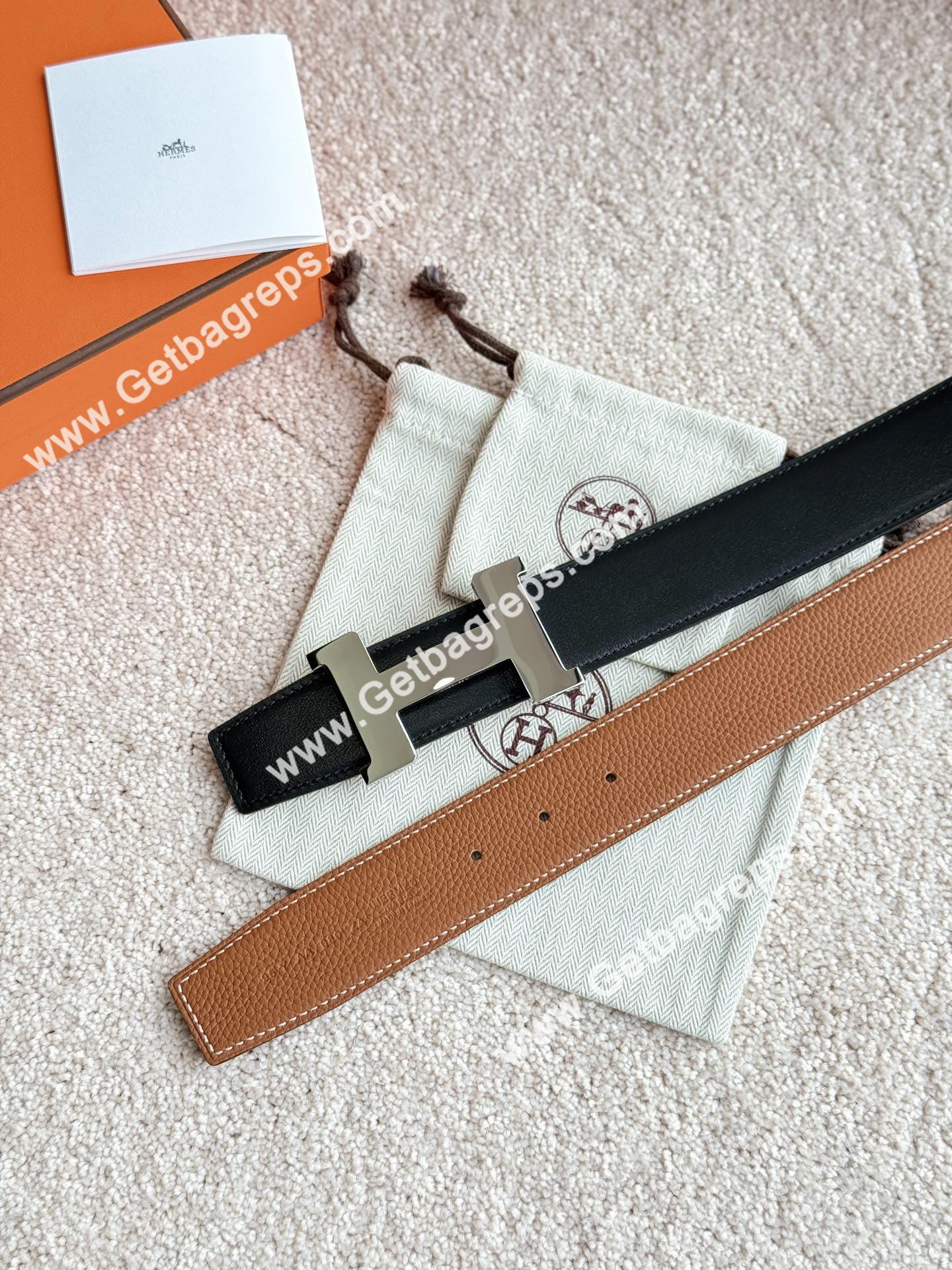 Hermes Mens Leather Belts Width 38mm -0299