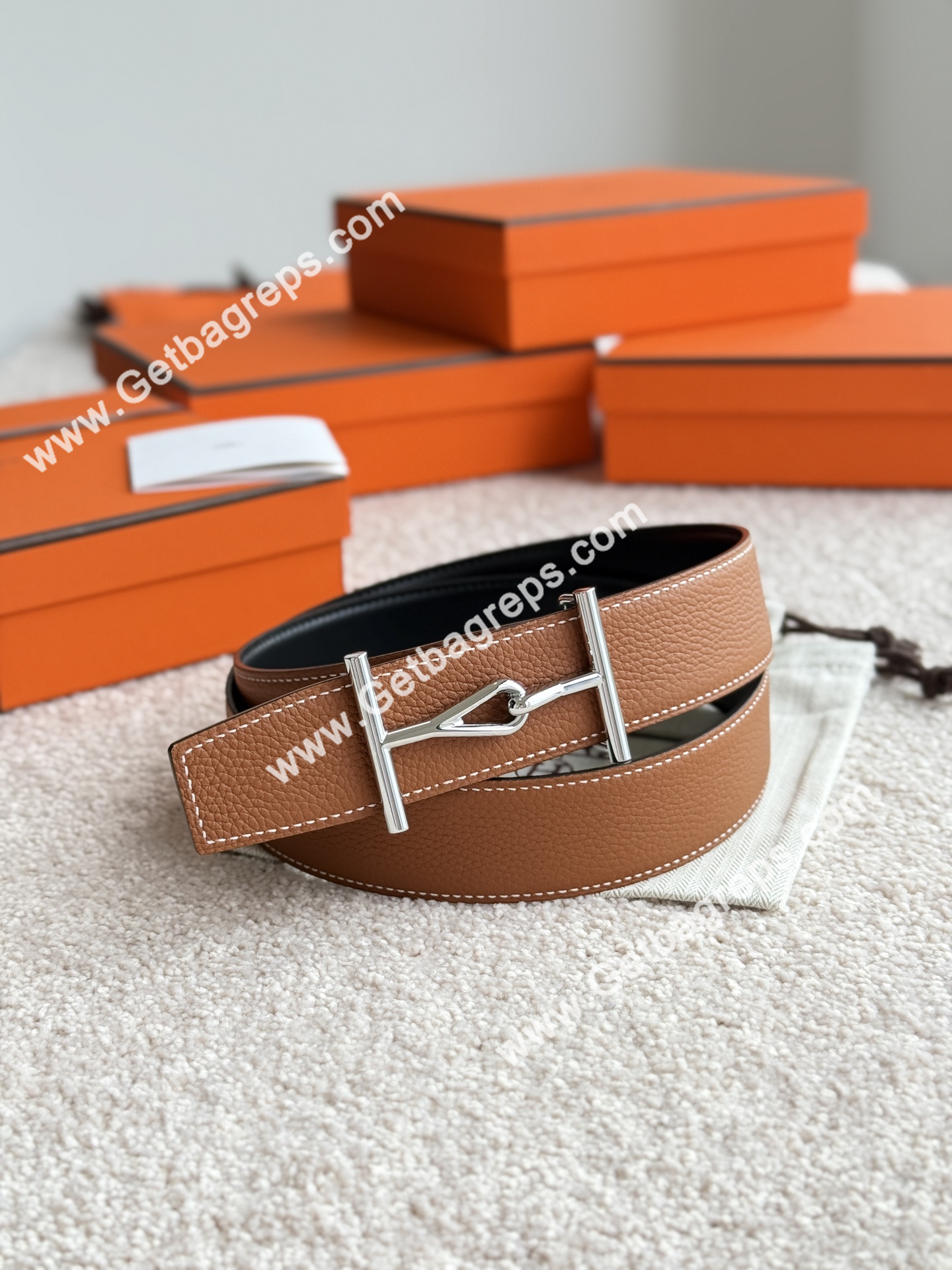 Hermes Mens Leather Belts Width 38mm -0300