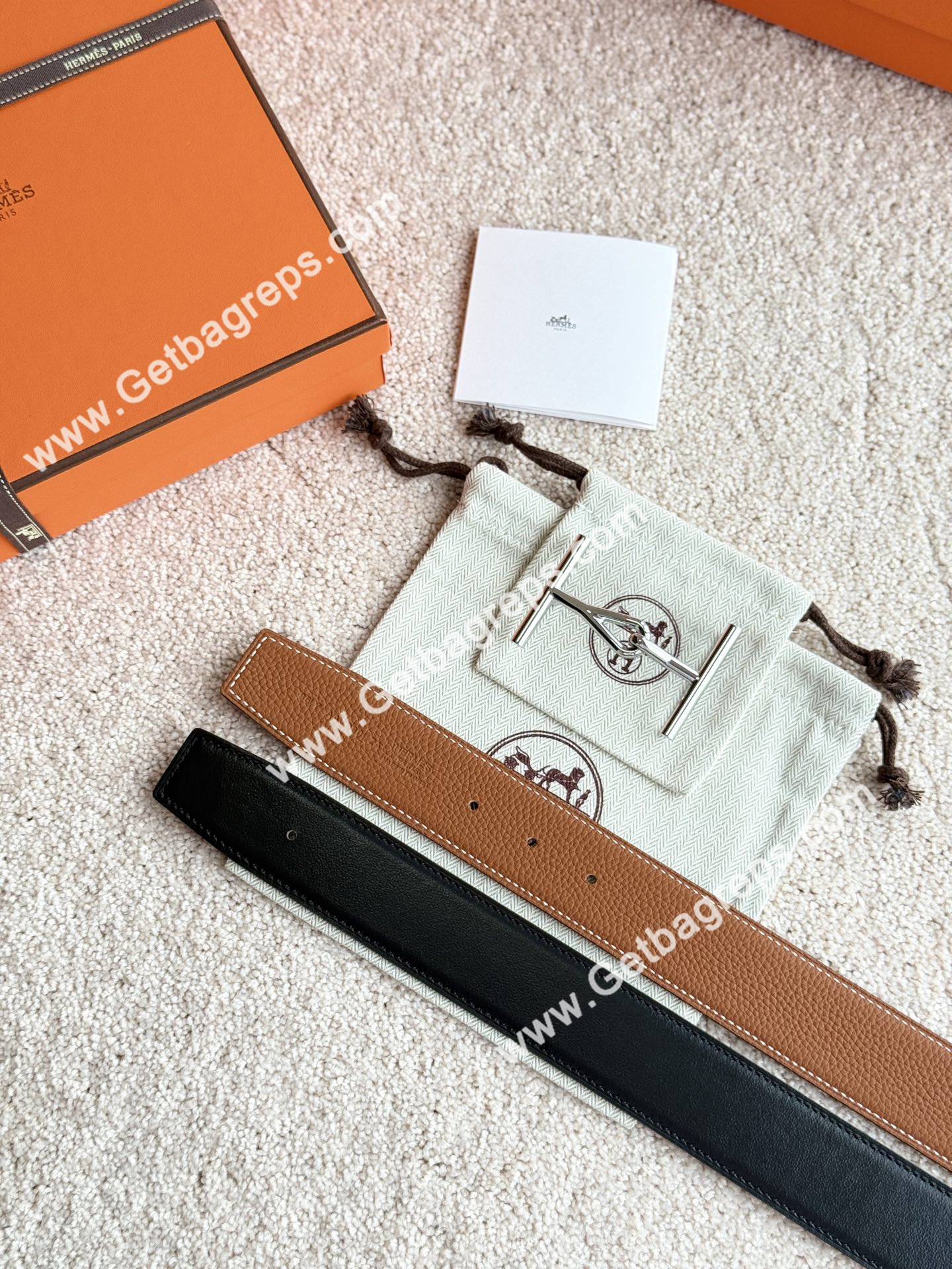 Hermes Mens Leather Belts Width 38mm -0300