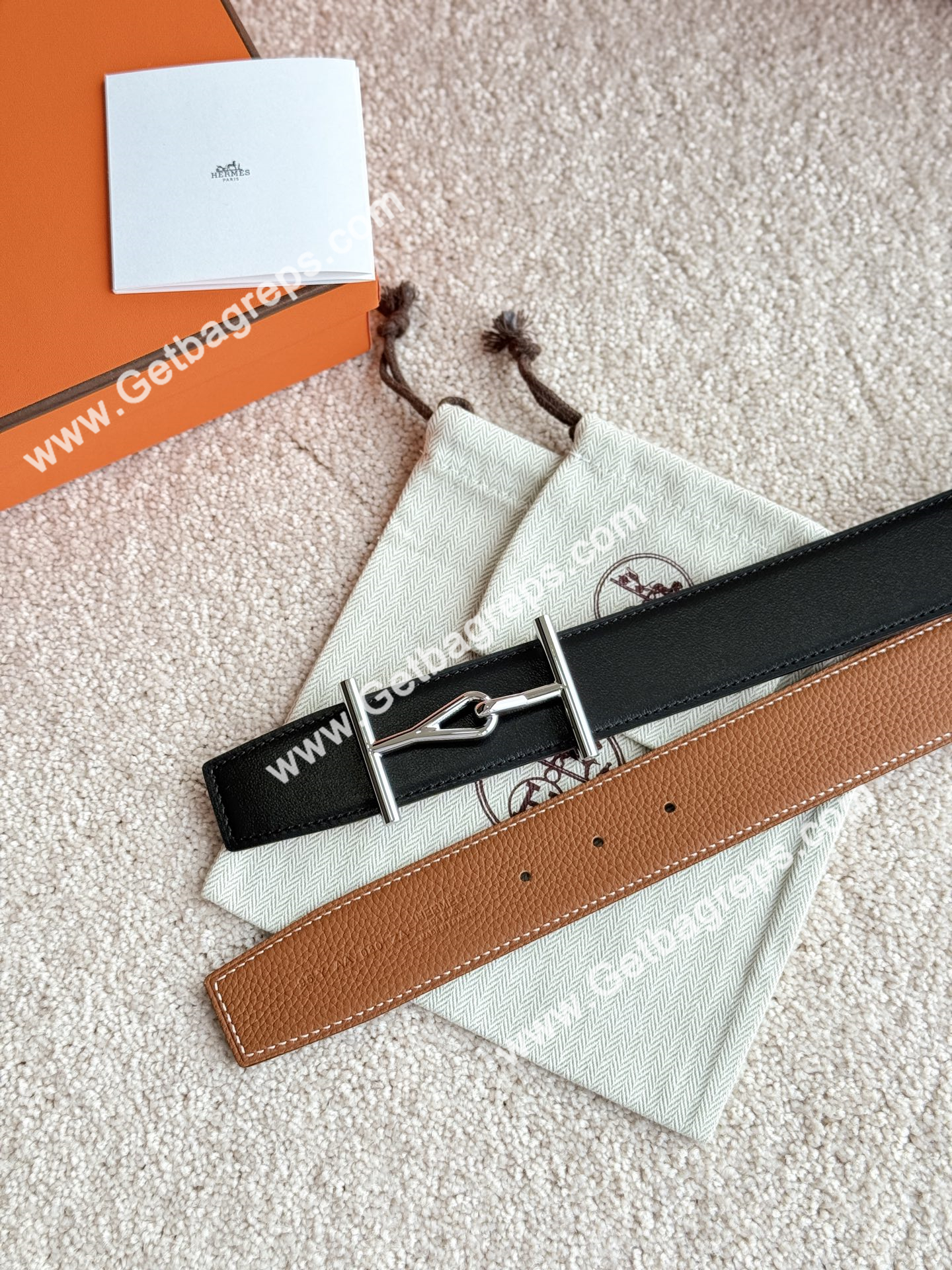 Hermes Mens Leather Belts Width 38mm -0300