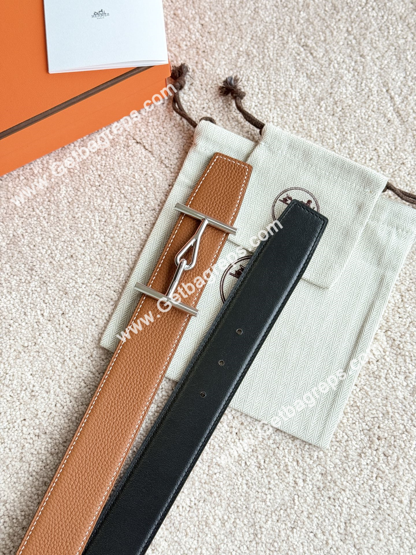 Hermes Mens Leather Belts Width 38mm -0300