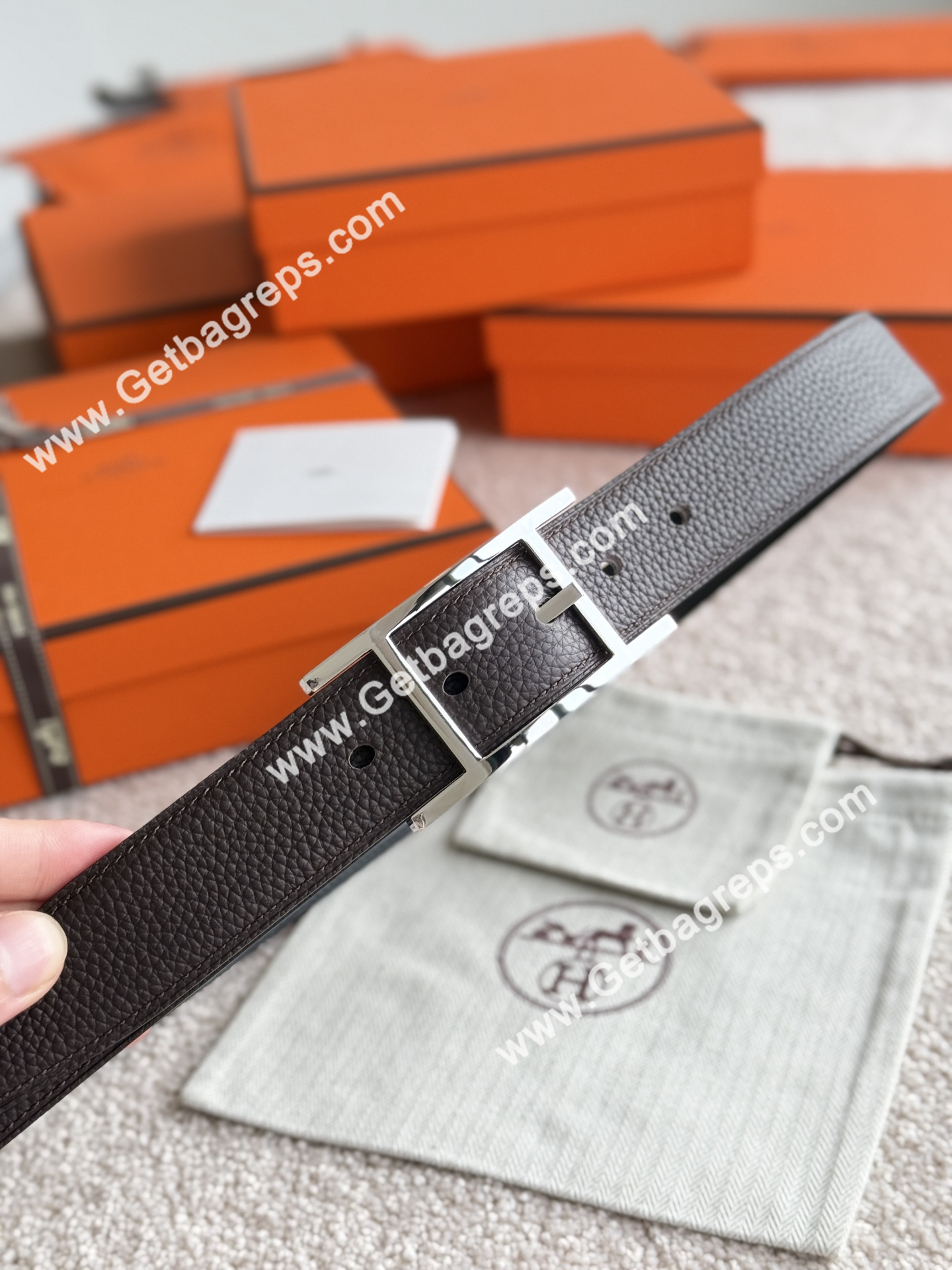 Hermes Mens Leather Belts Width 38mm -0301
