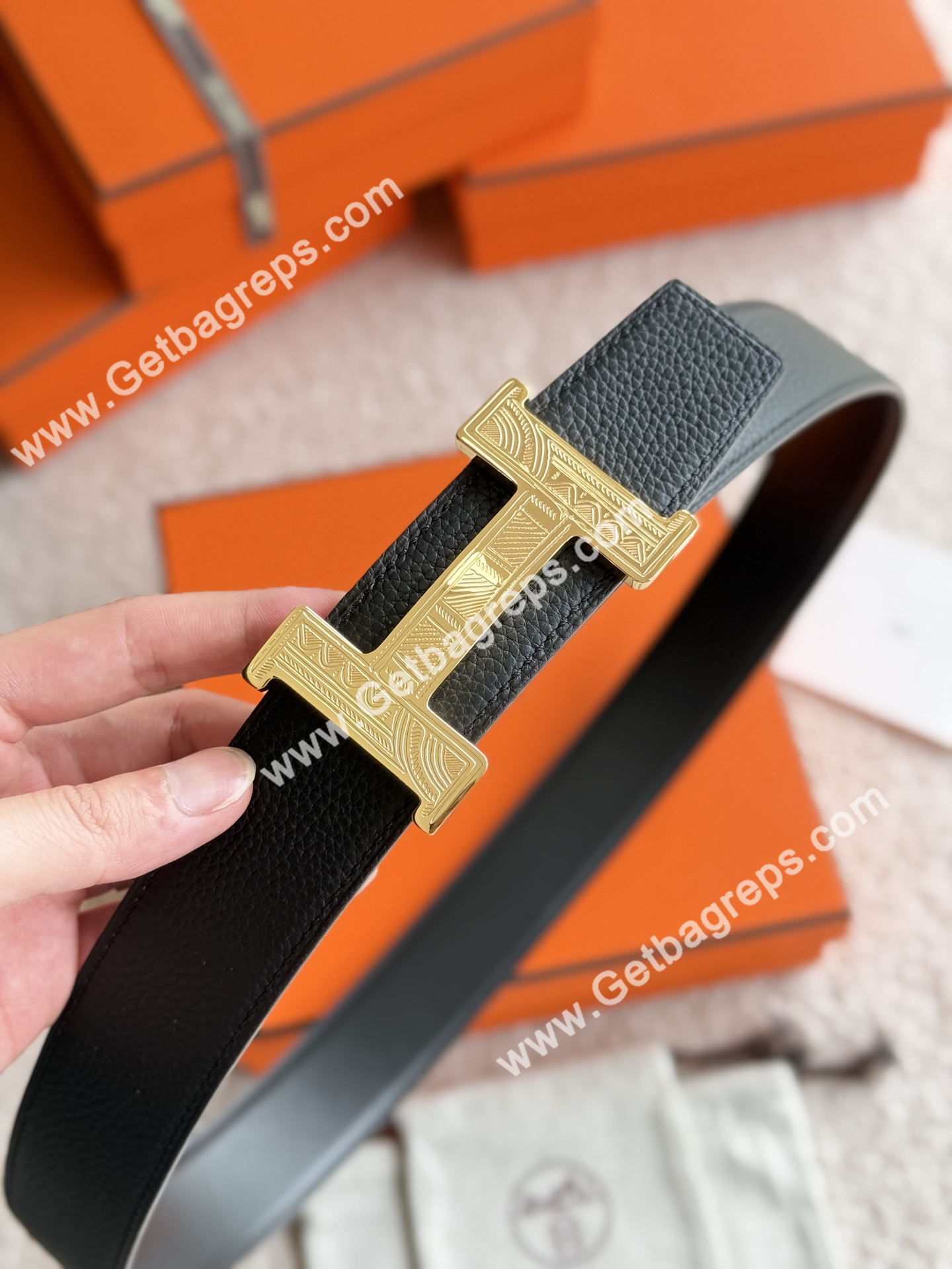 Hermes Mens Leather Belts Width 38mm -0305