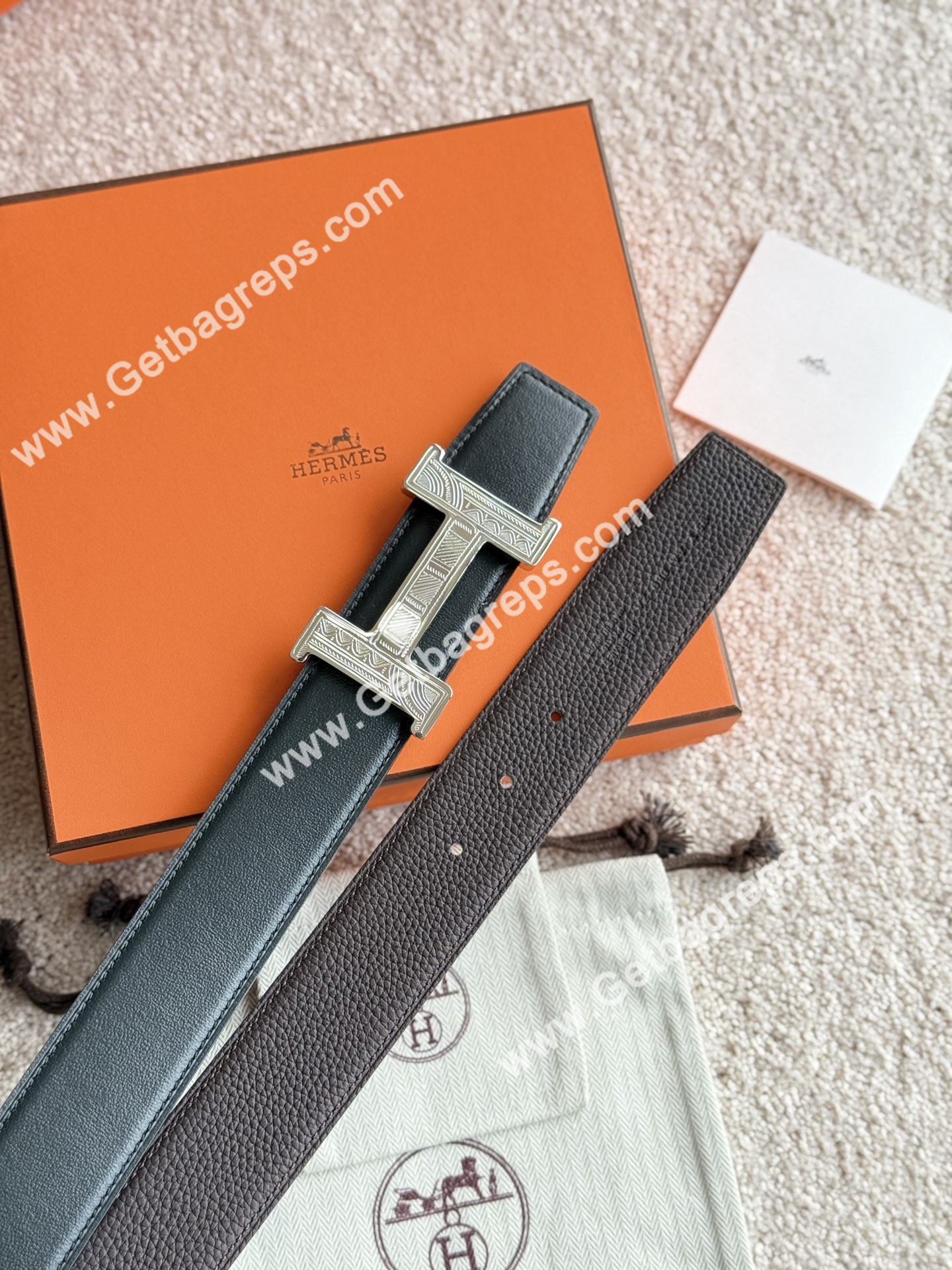 Hermes Mens Leather Belts Width 38mm -0306