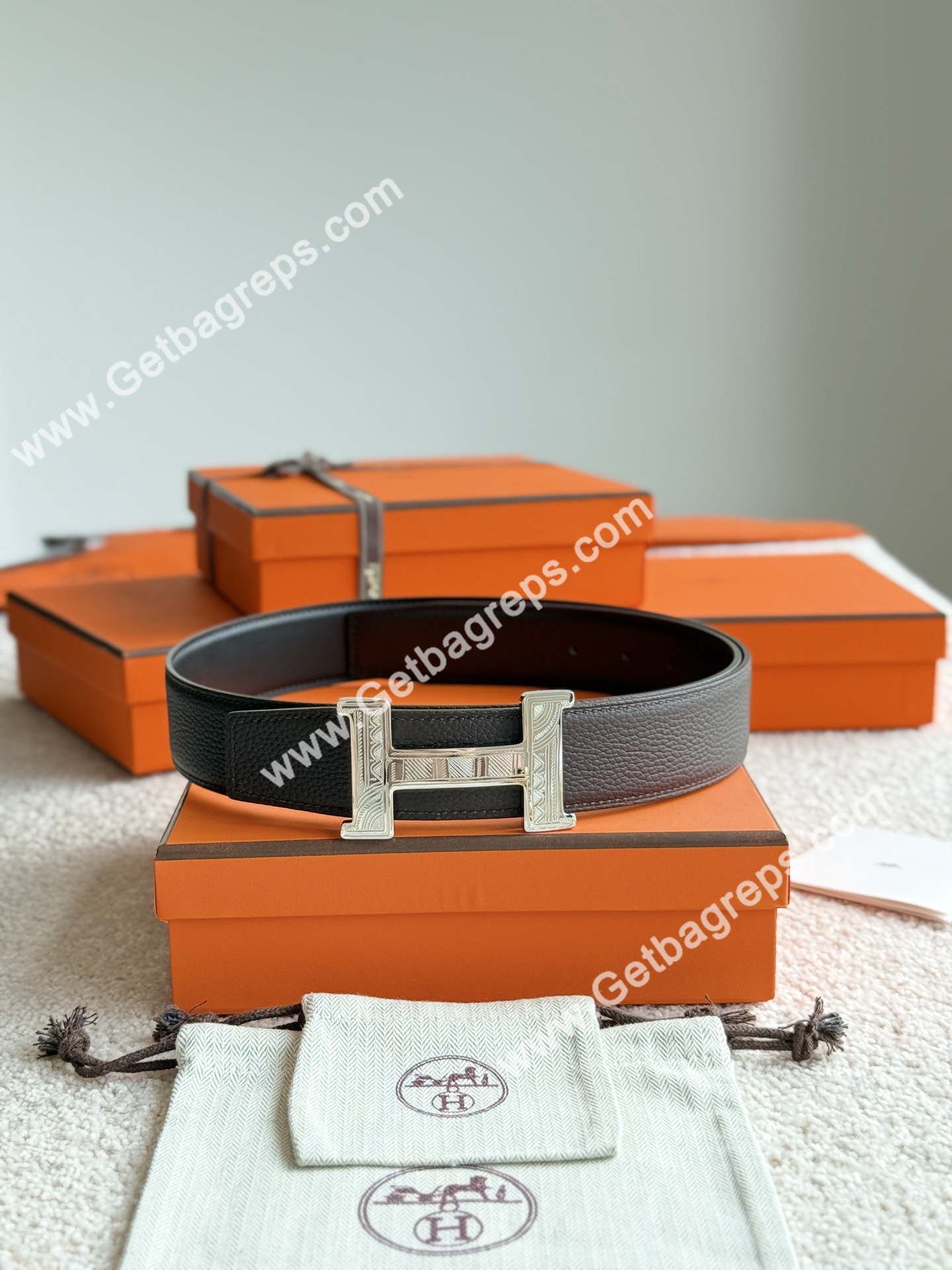 Hermes Mens Leather Belts Width 38mm -0306