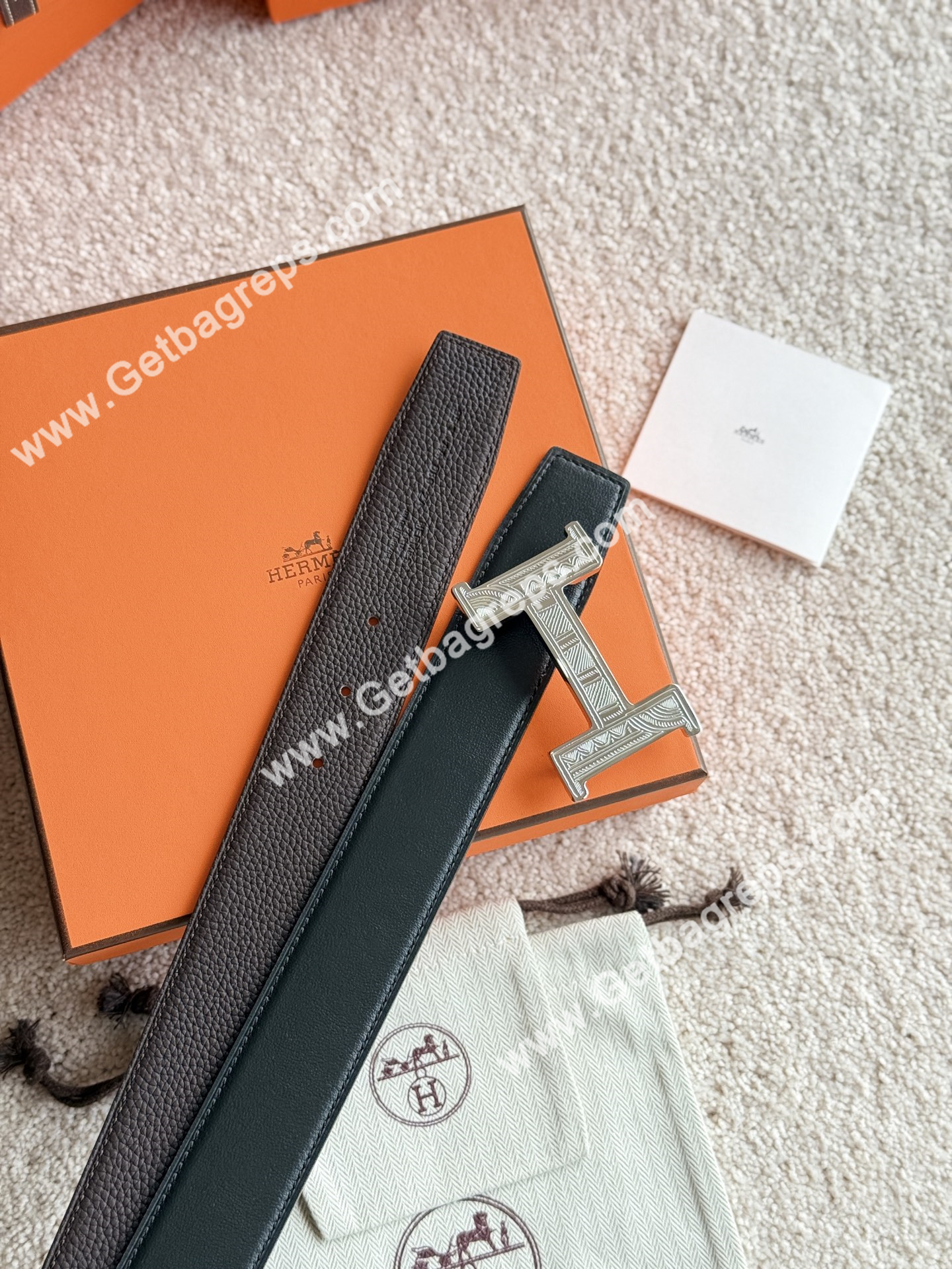 Hermes Mens Leather Belts Width 38mm -0306