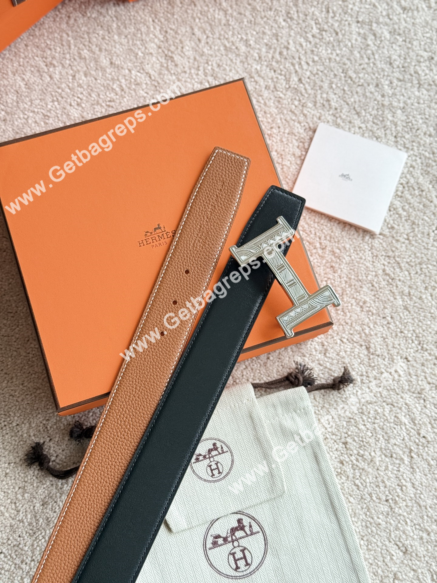 Hermes Mens Leather Belts Width 38mm -0307