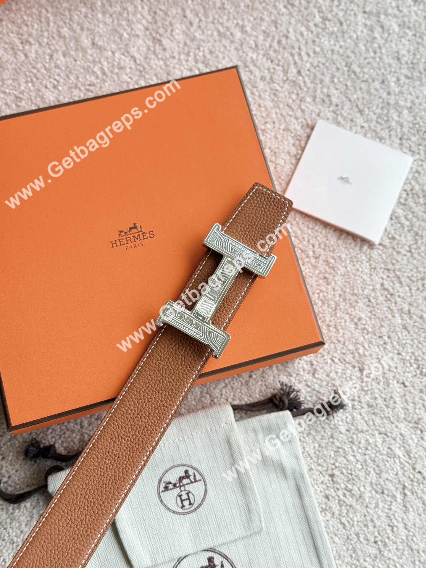 Hermes Mens Leather Belts Width 38mm -0307