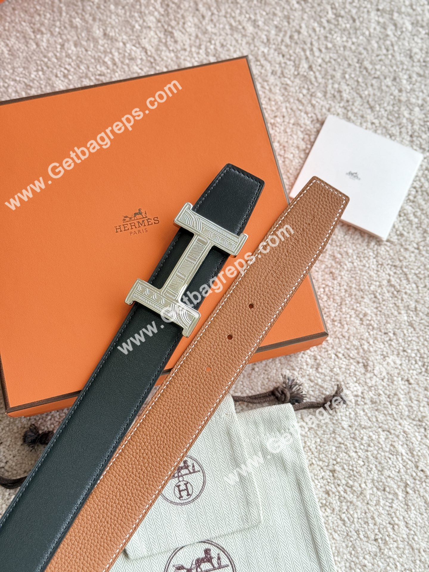 Hermes Mens Leather Belts Width 38mm -0307