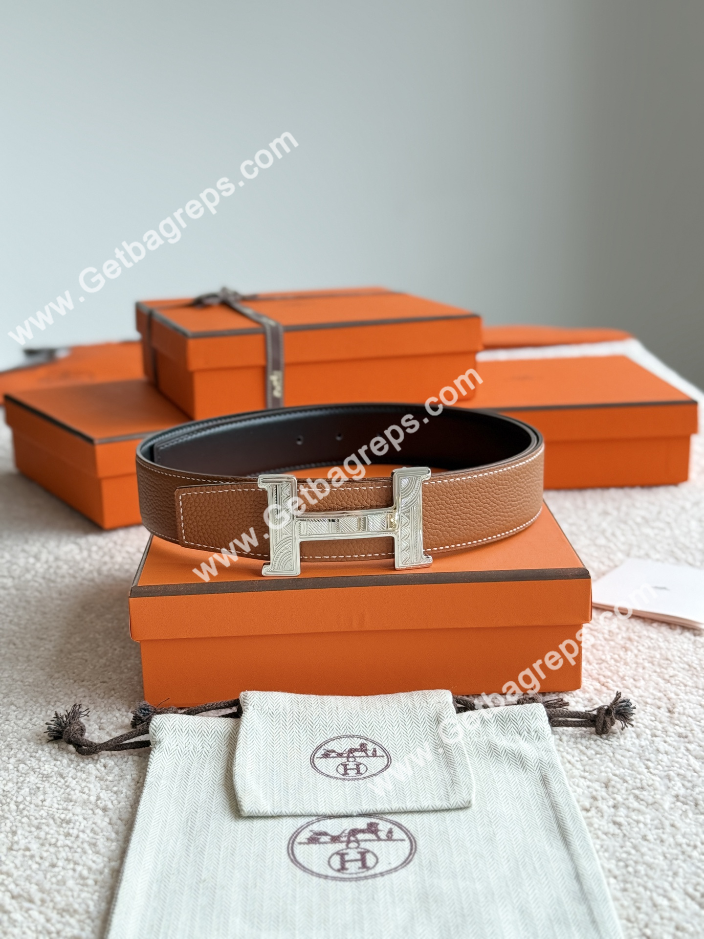 Hermes Mens Leather Belts Width 38mm -0307
