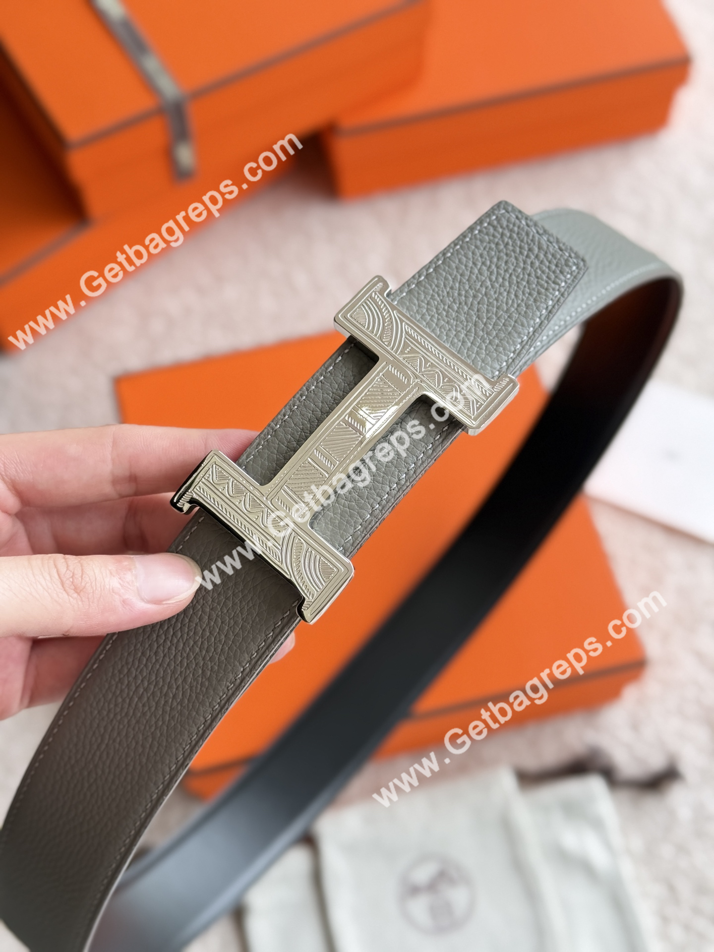 Hermes Mens Leather Belts Width 38mm -0308