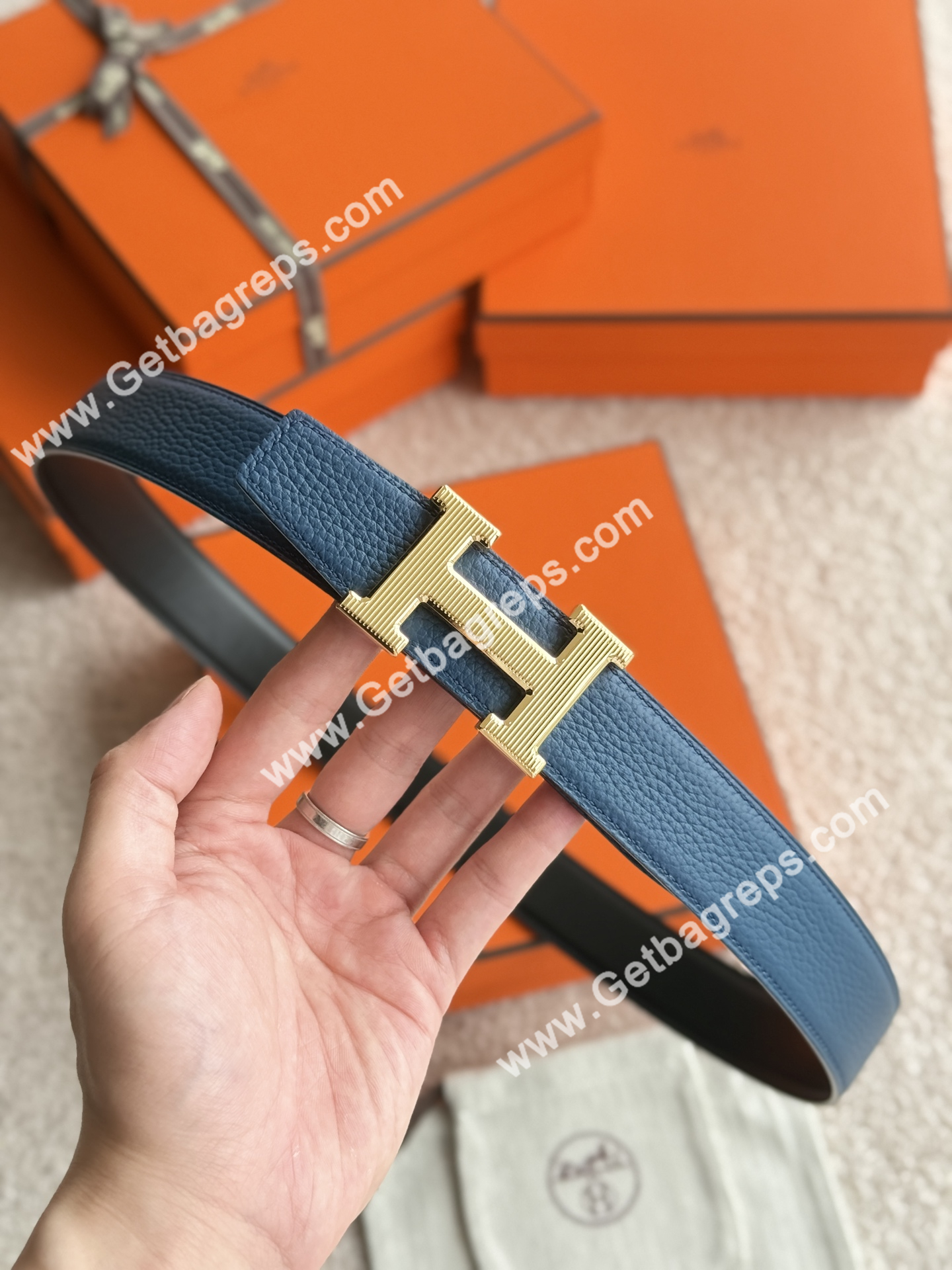 Hermes Mens Leather Belts Width 38mm -0309