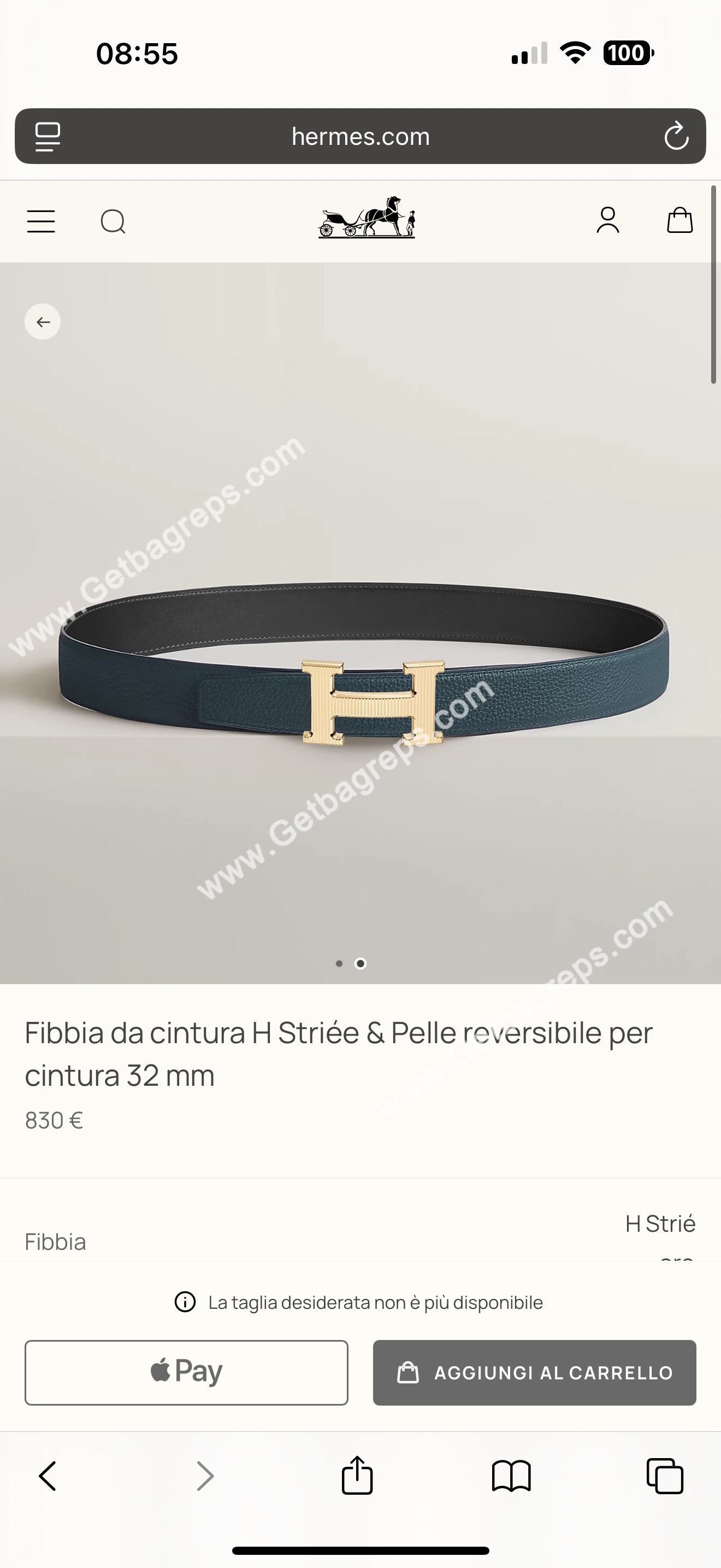 Hermes Mens Leather Belts Width 38mm -0309