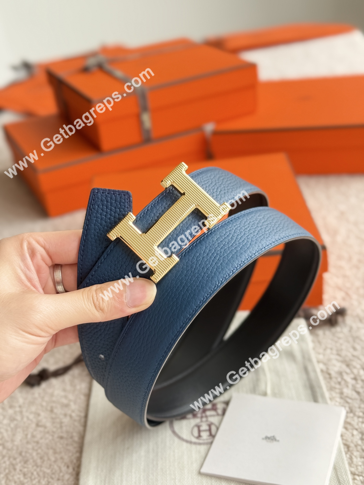 Hermes Mens Leather Belts Width 38mm -0309