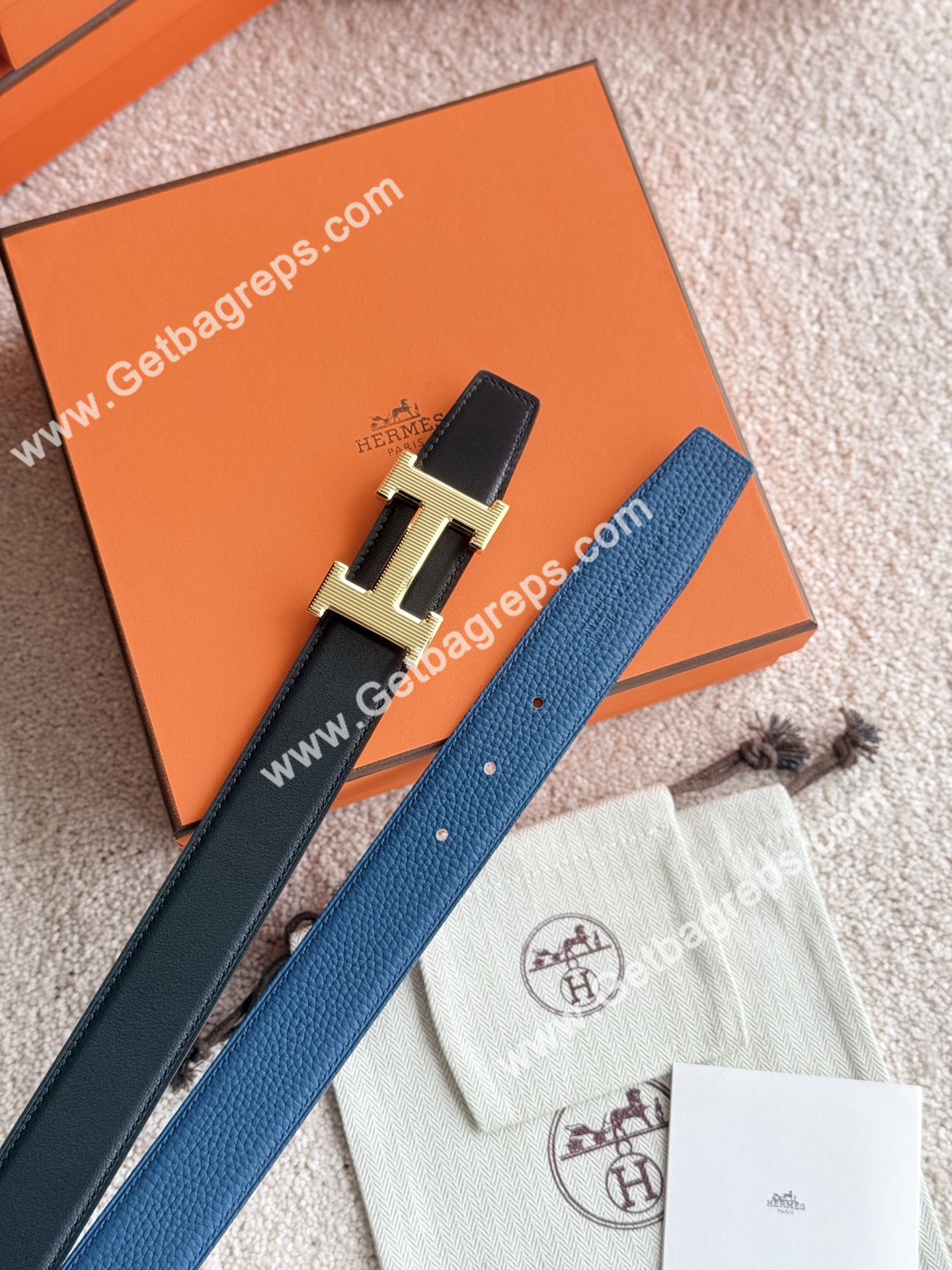 Hermes Mens Leather Belts Width 38mm -0309