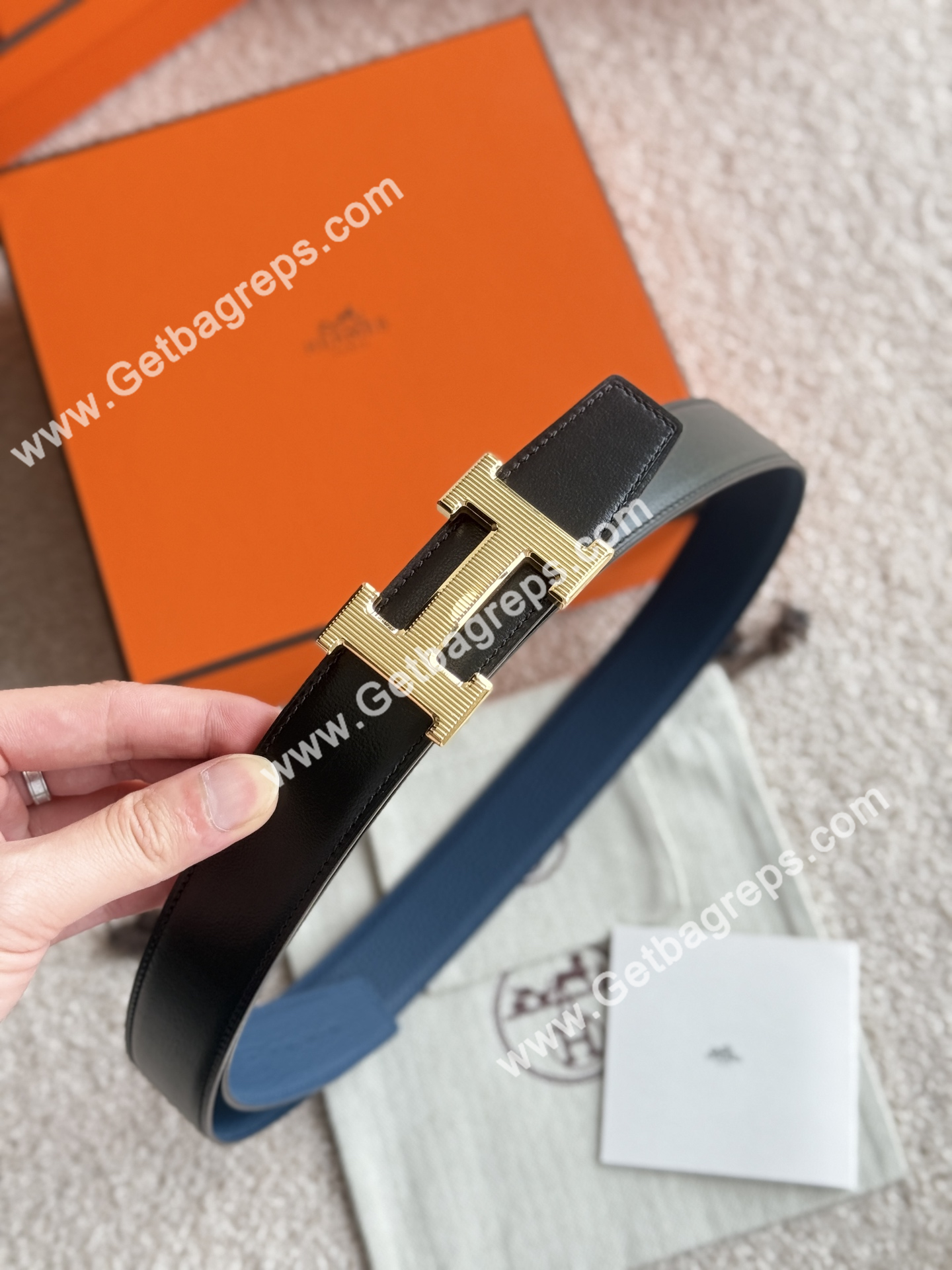 Hermes Mens Leather Belts Width 38mm -0309