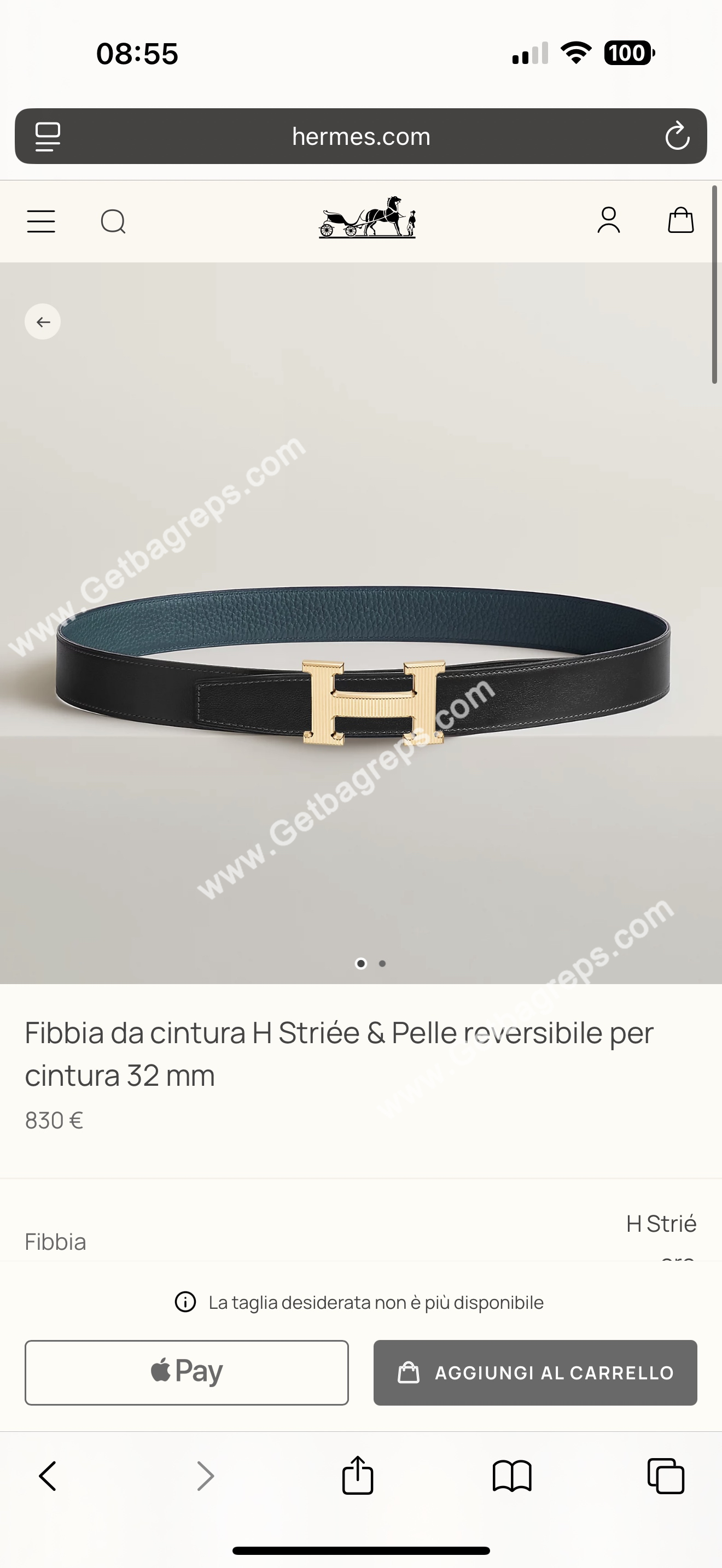 Hermes Mens Leather Belts Width 38mm -0309