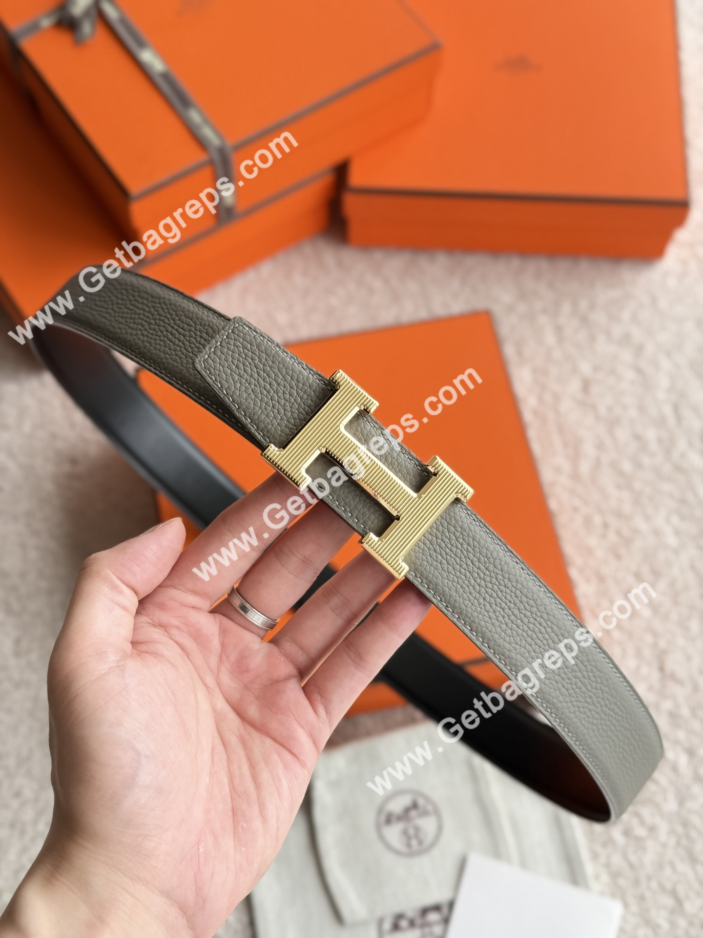 Hermes Mens Leather Belts Width 38mm -0310